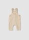 Beige pure cotton baby dungarees, regular fit with embroidery_0