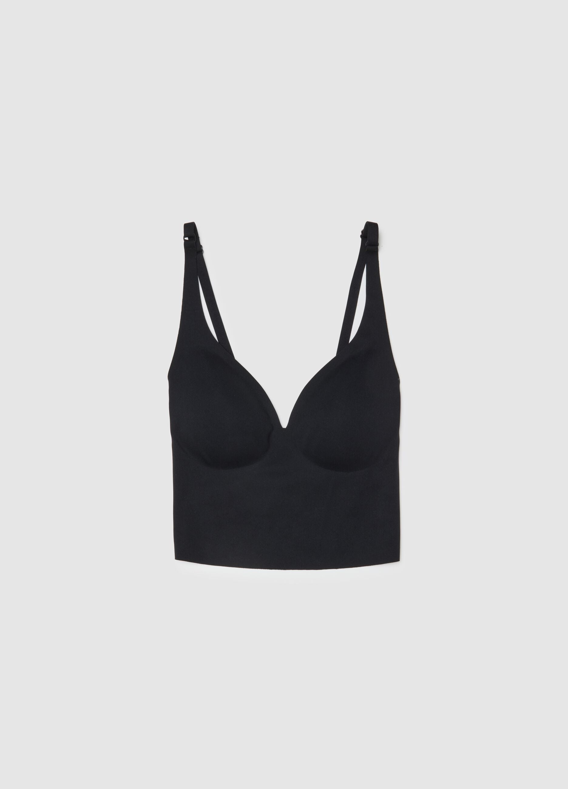Black non-padded bra with adjustable straps