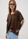 Brown modal-blend V-neck knit top_0