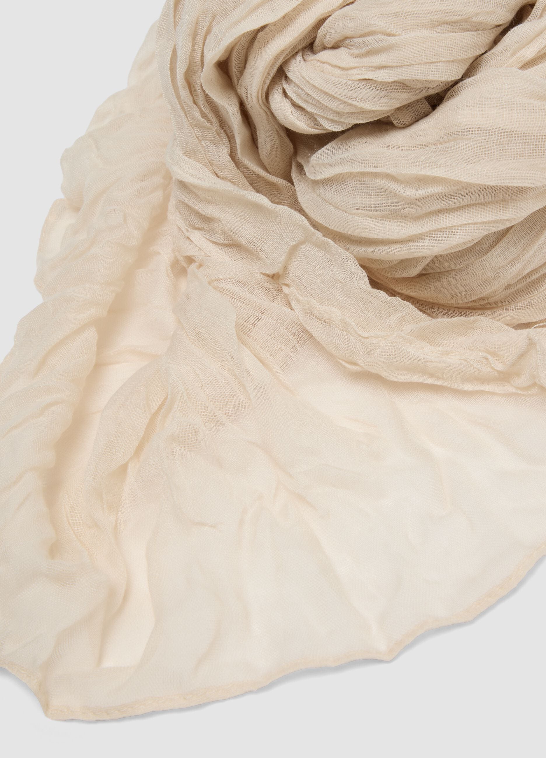 Beige semi-sheer crinkled-effect scarf