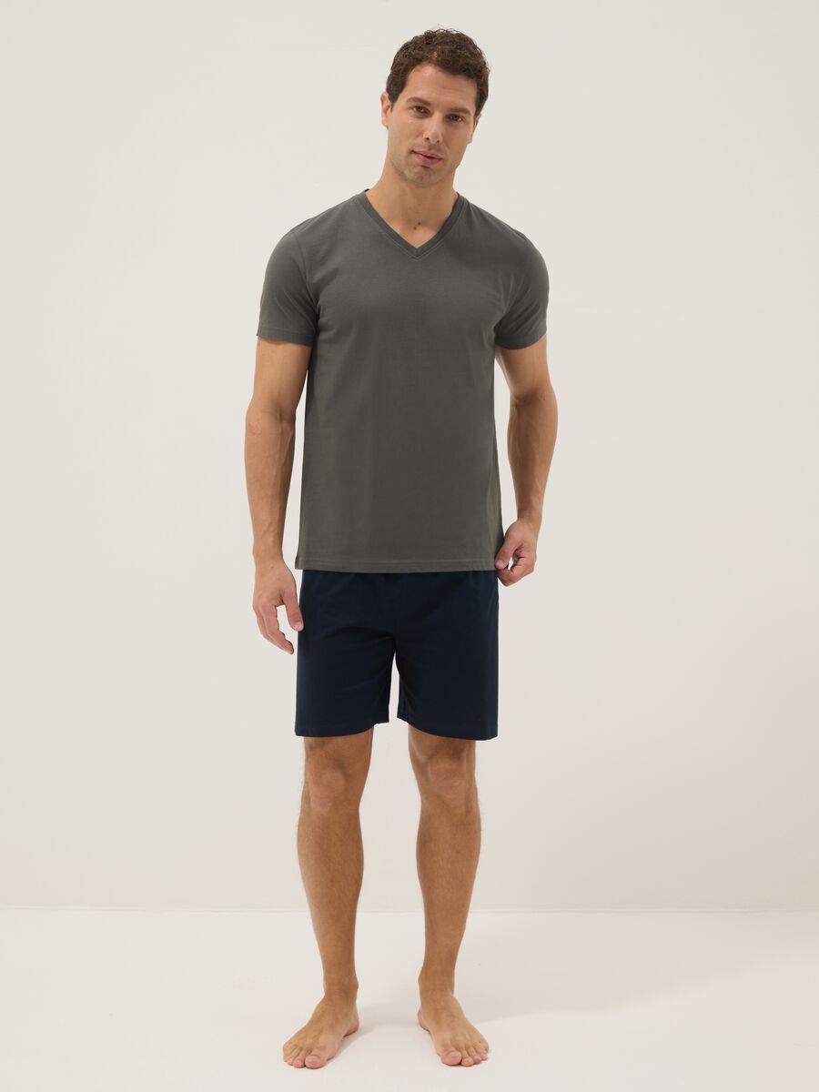 Multicoloured pure cotton short pyjamas with regular fit and V-neck_0