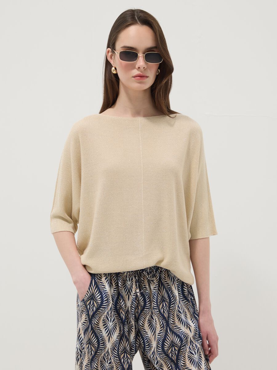 T-shirt beige in misto viscosa regular fit_0