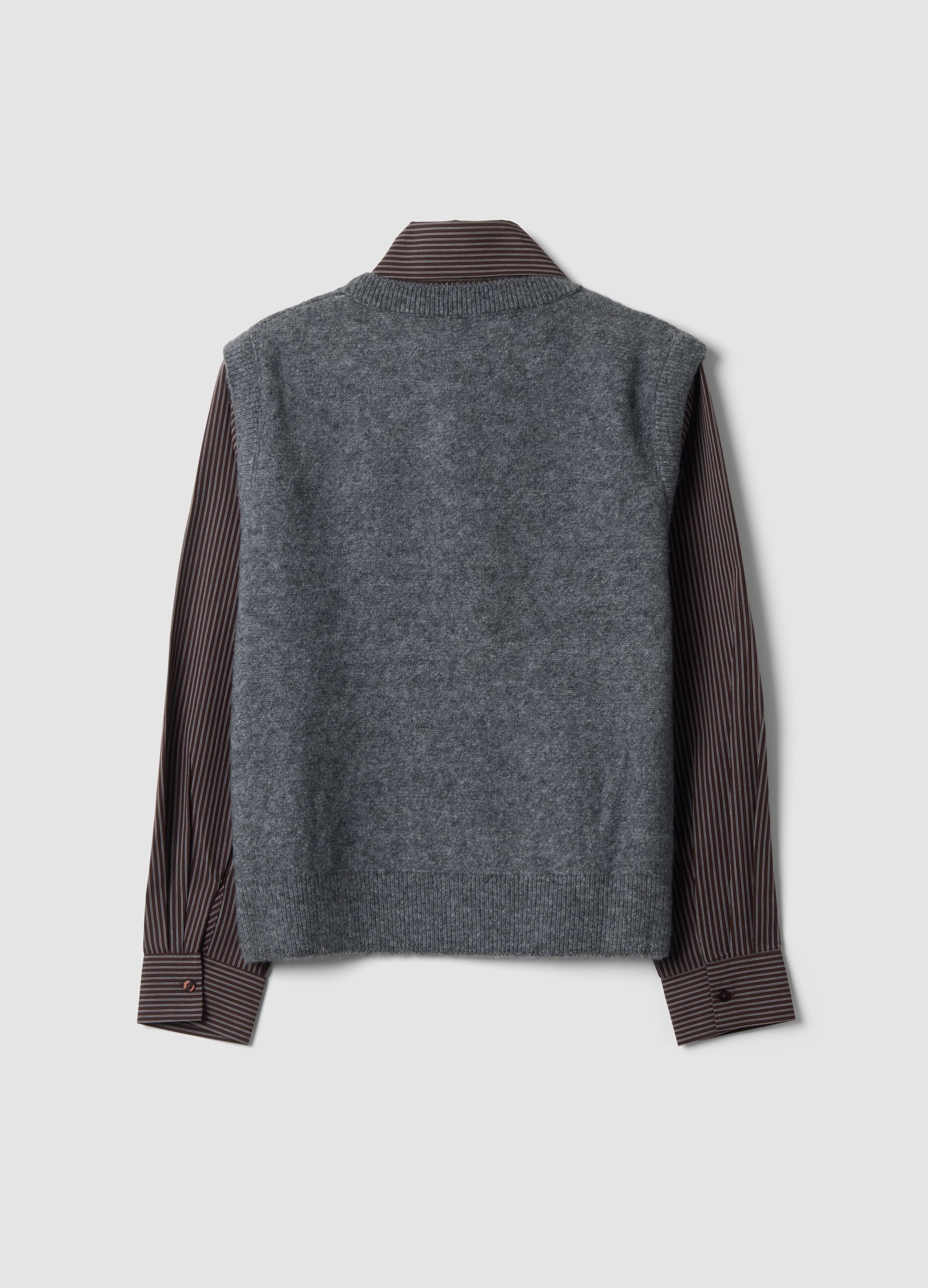 Grey stretch sweatshirt with crew neck