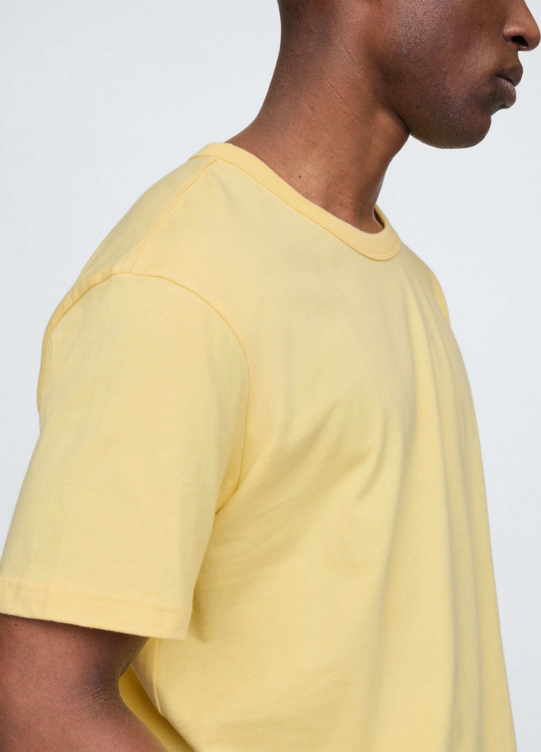 Short Sleeve Yellow Cotton T-shirt