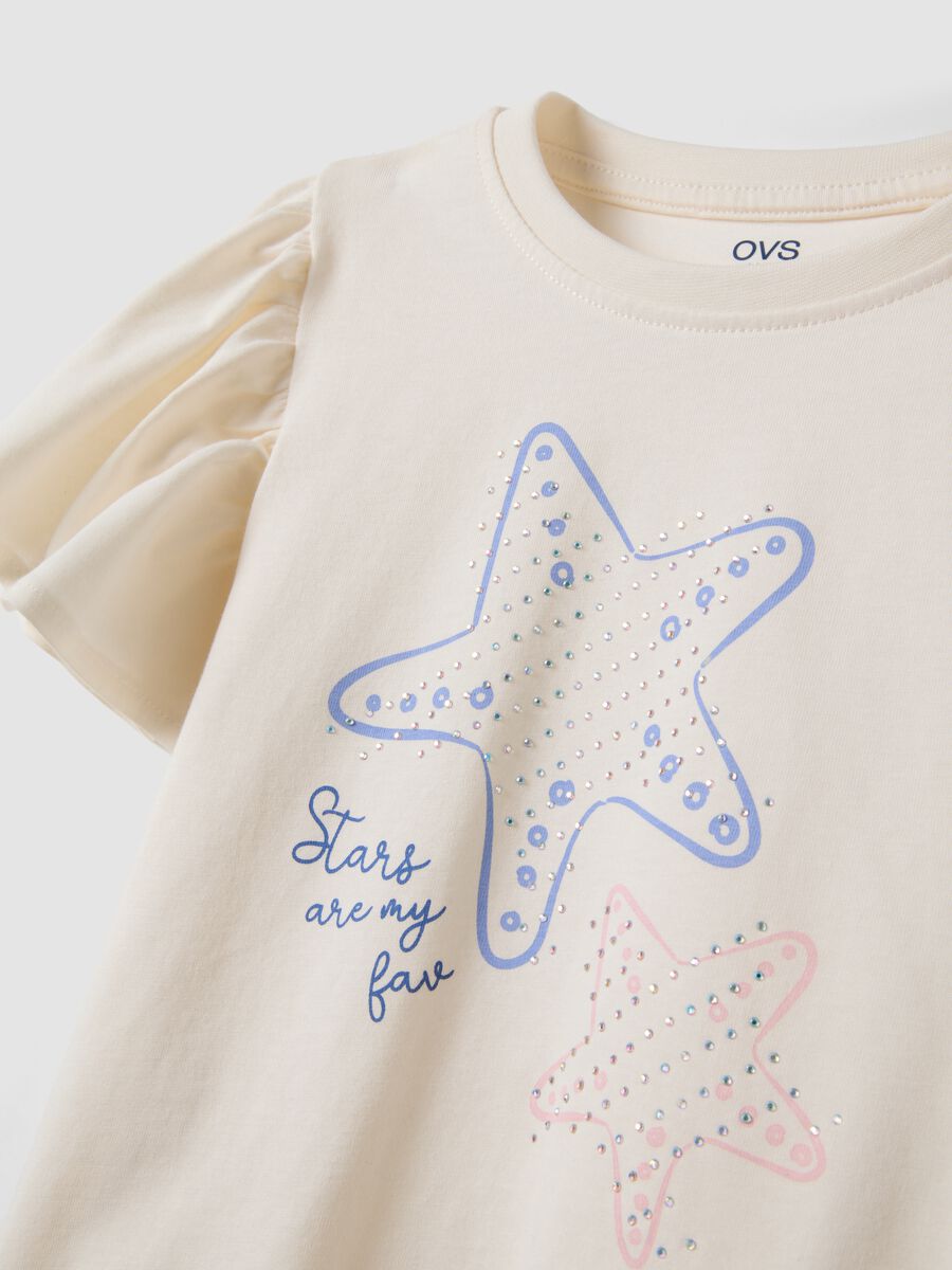 White pure cotton T-shirt with seaside print_2