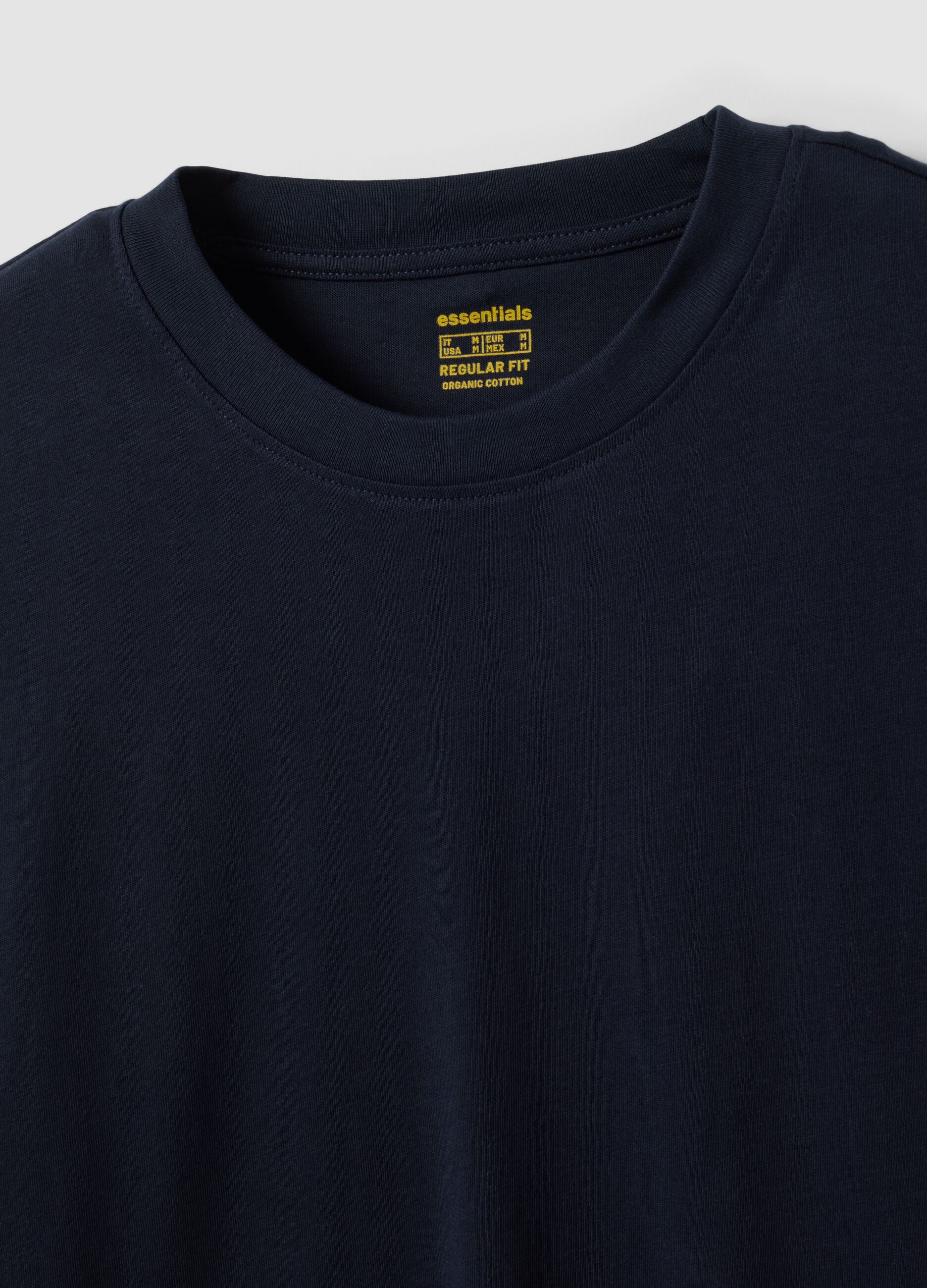 Blue long-sleeve crew-neck T-shirt in pure organic cotton