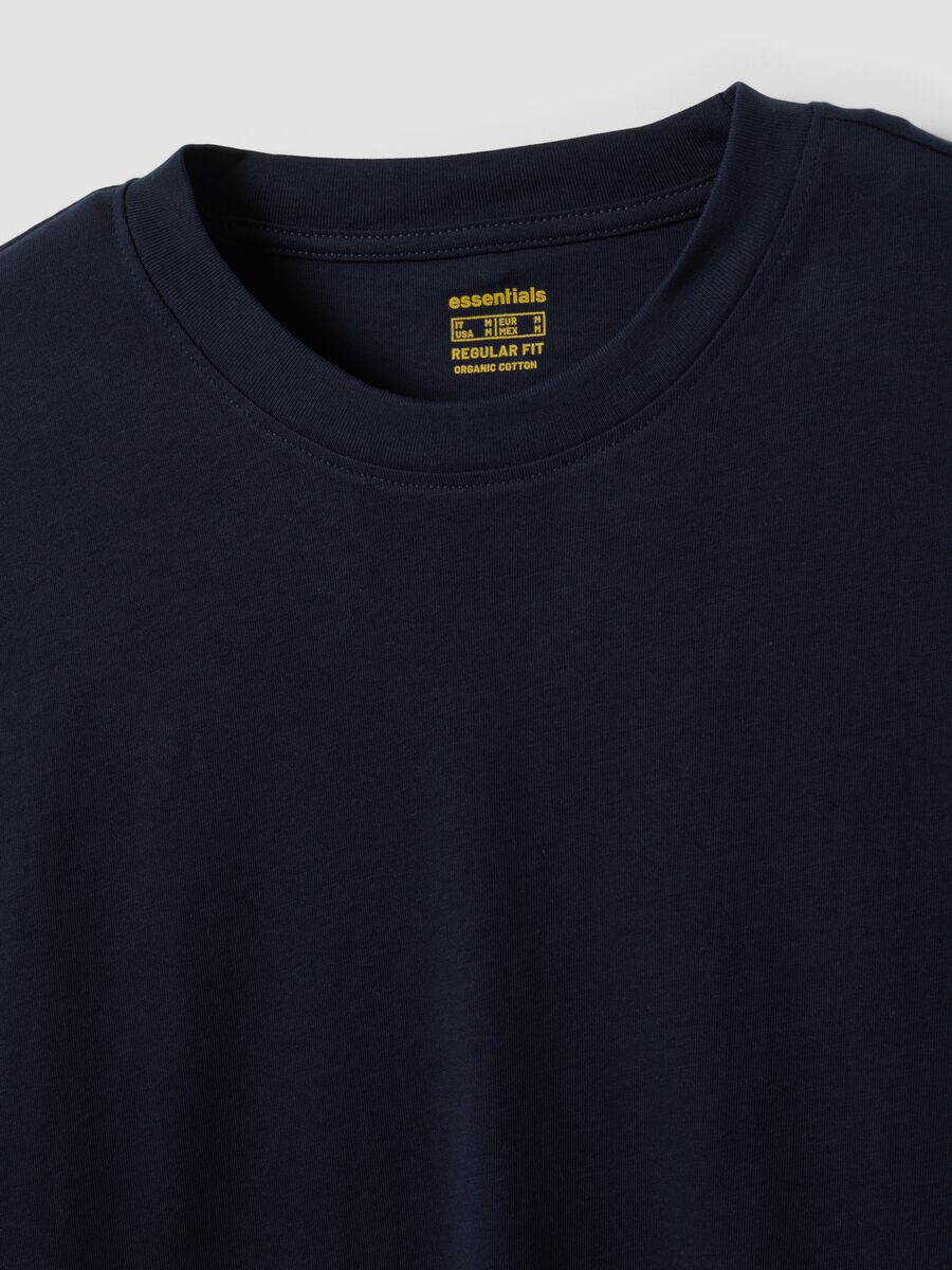 Blue long-sleeve crew-neck T-shirt in pure organic cotton_2