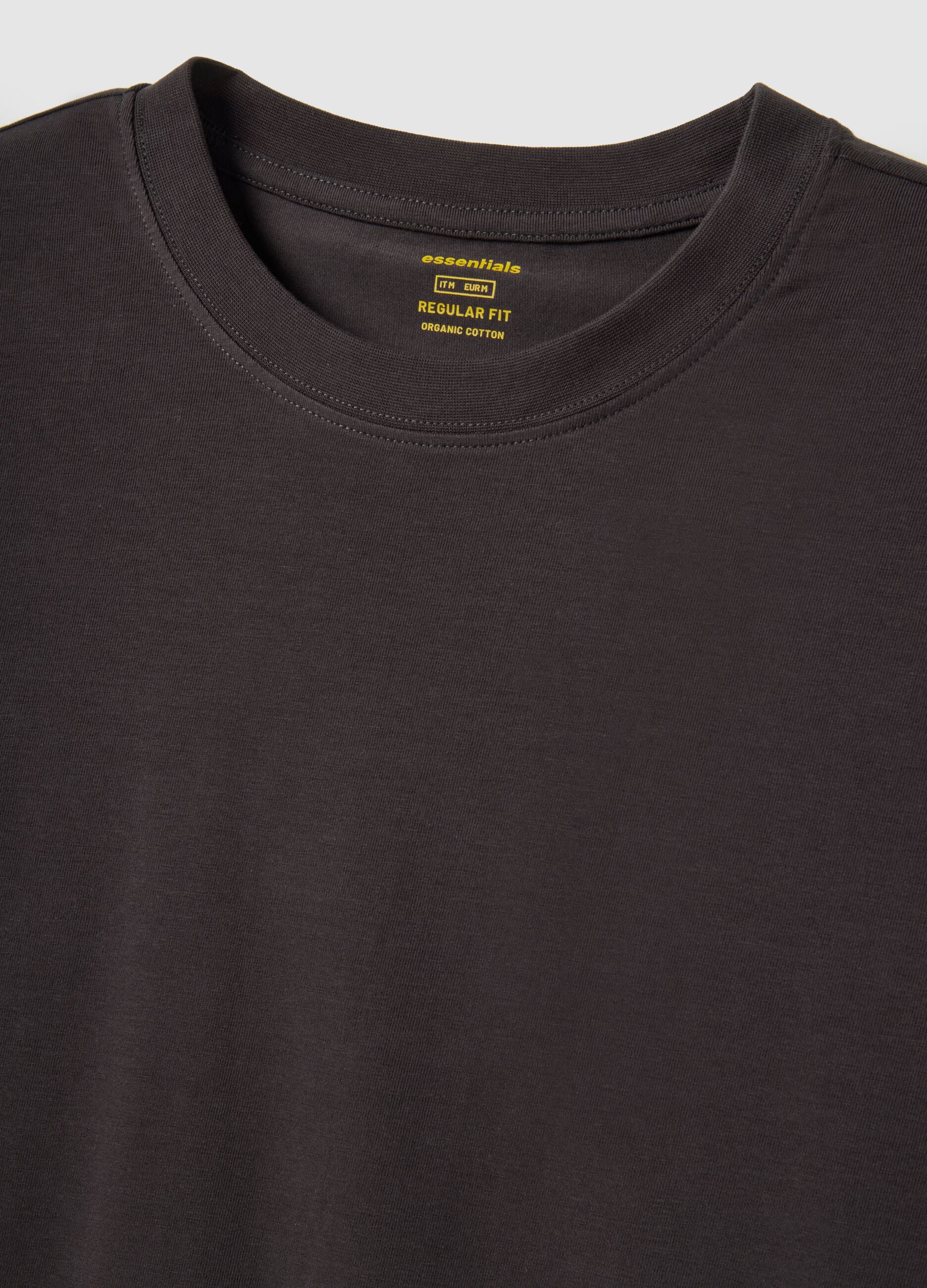 Brown long-sleeve T-shirt in stretchy cotton regular fit