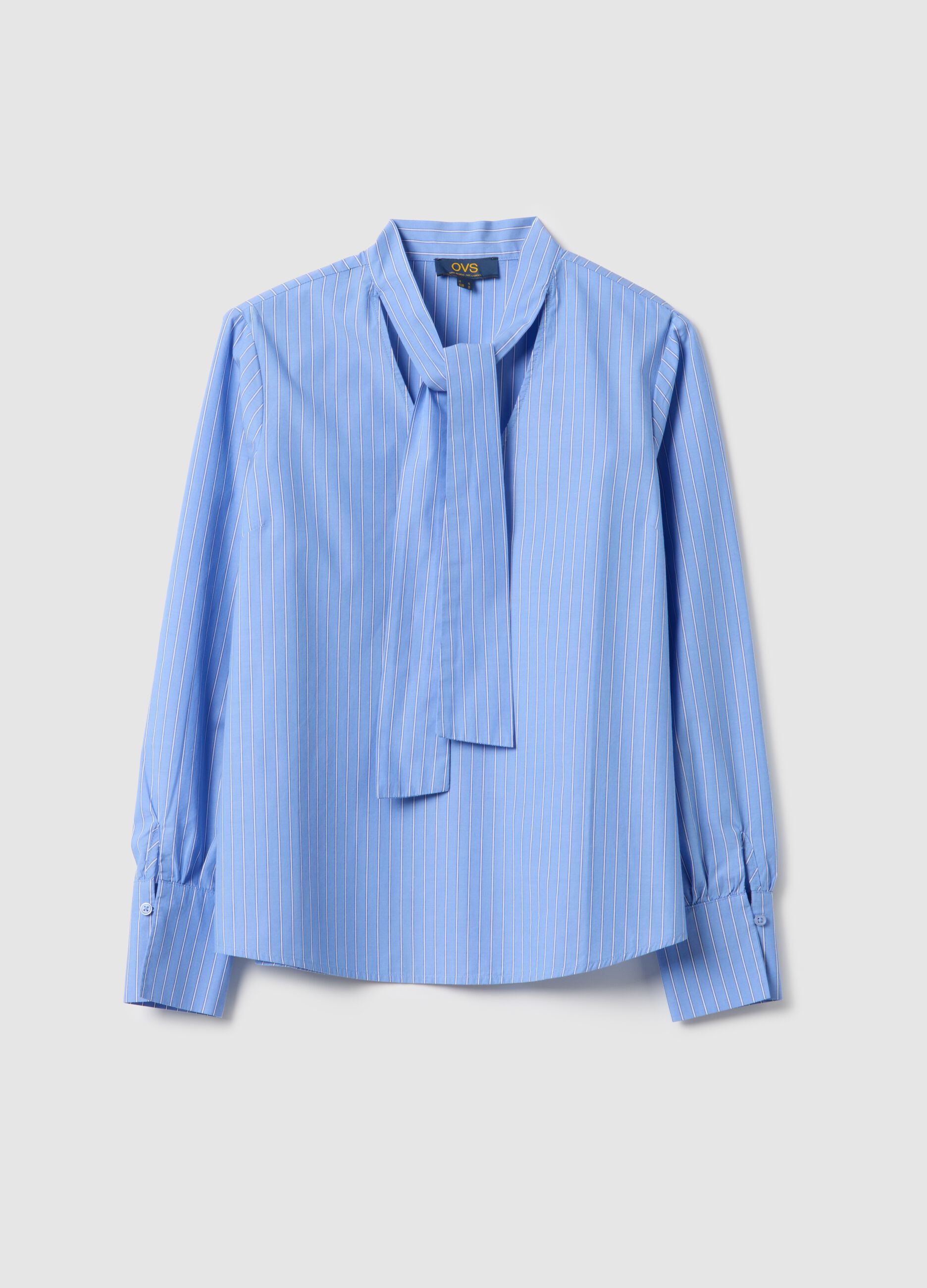 Multicolour striped shirt in pure cotton regular fit with band collar