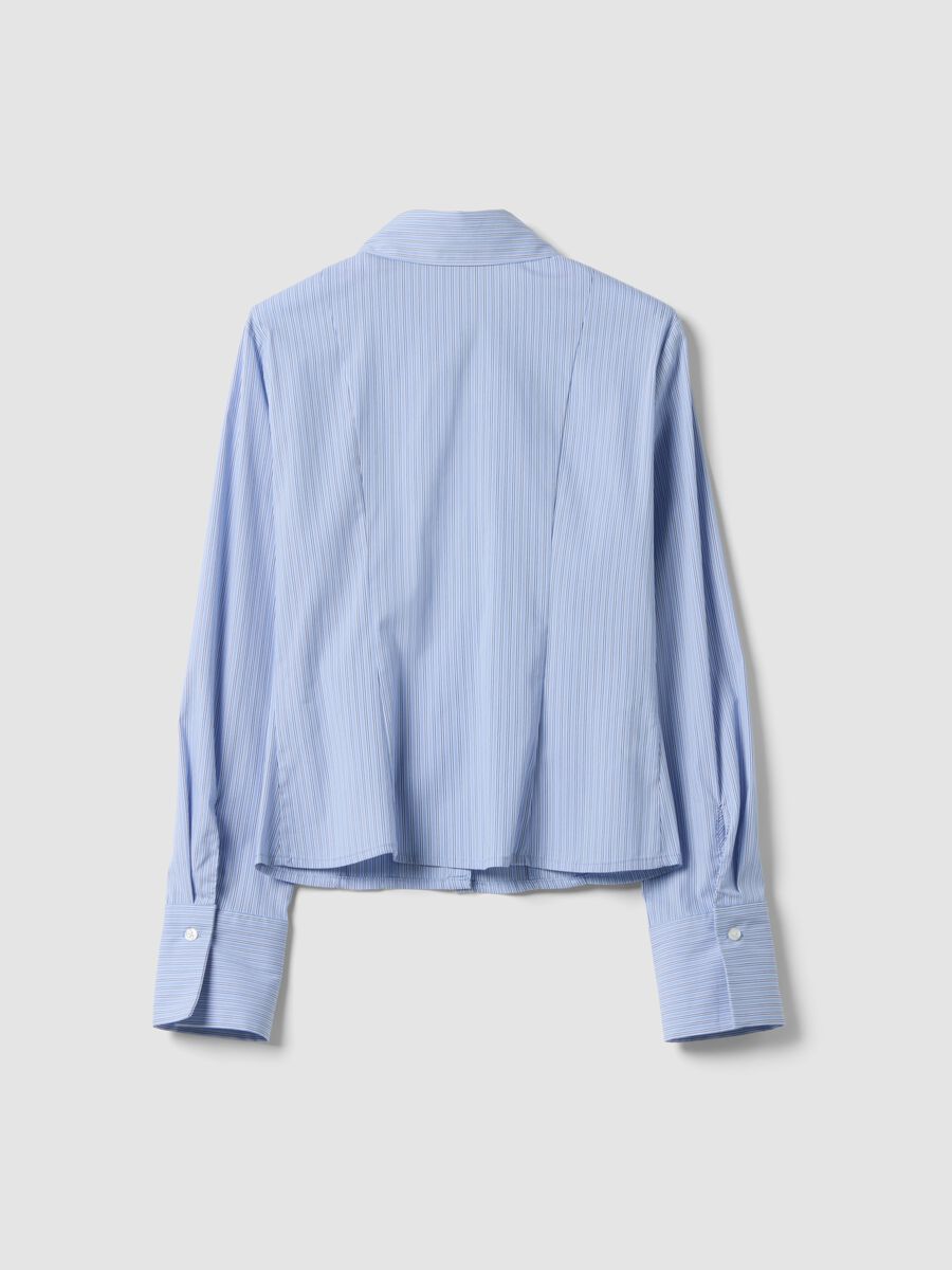 Blue striped slim-fit stretch cotton shirt_6
