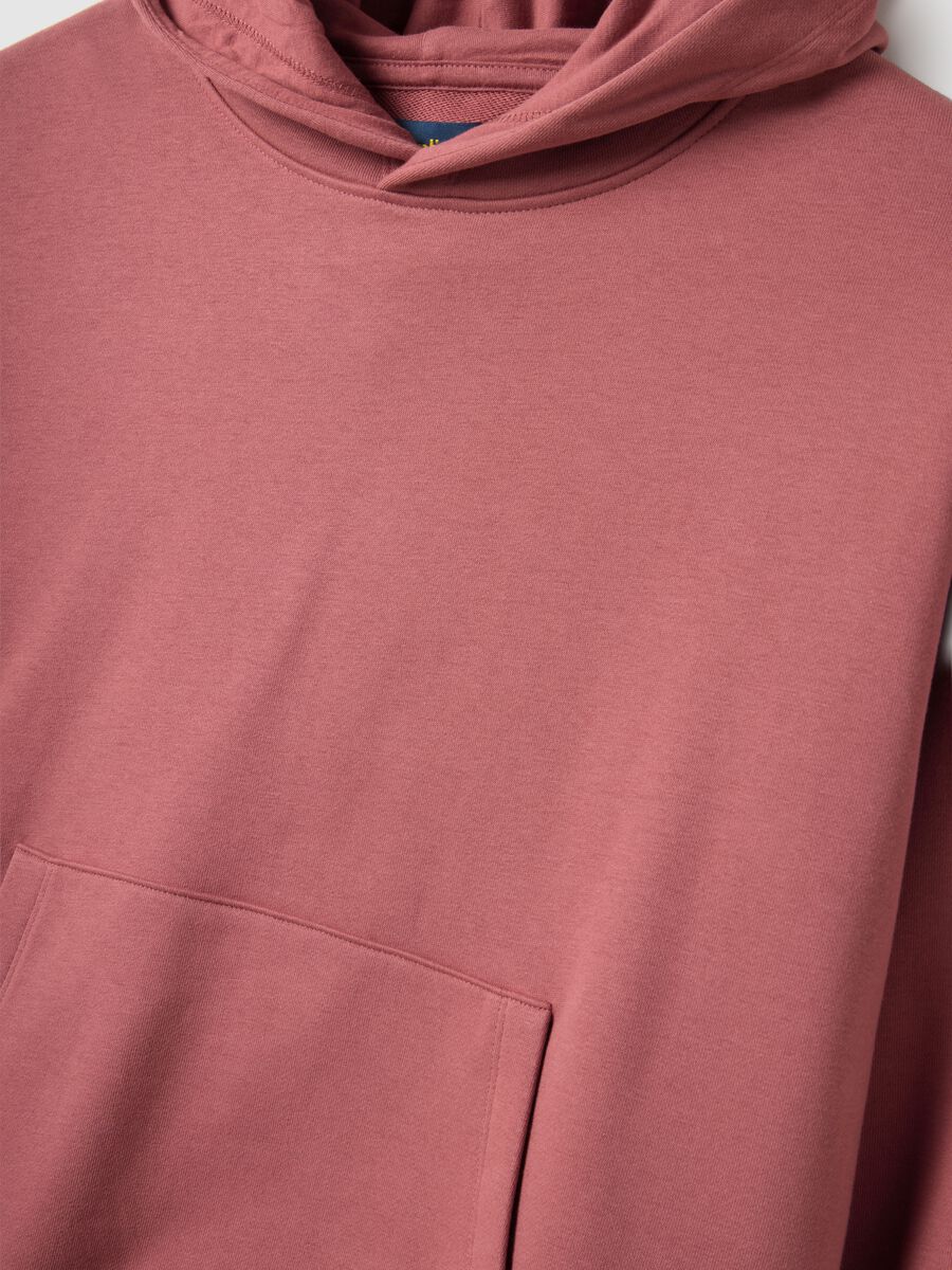 Felpa in misto cotone rosa scuro regular fit con cappuccio_5