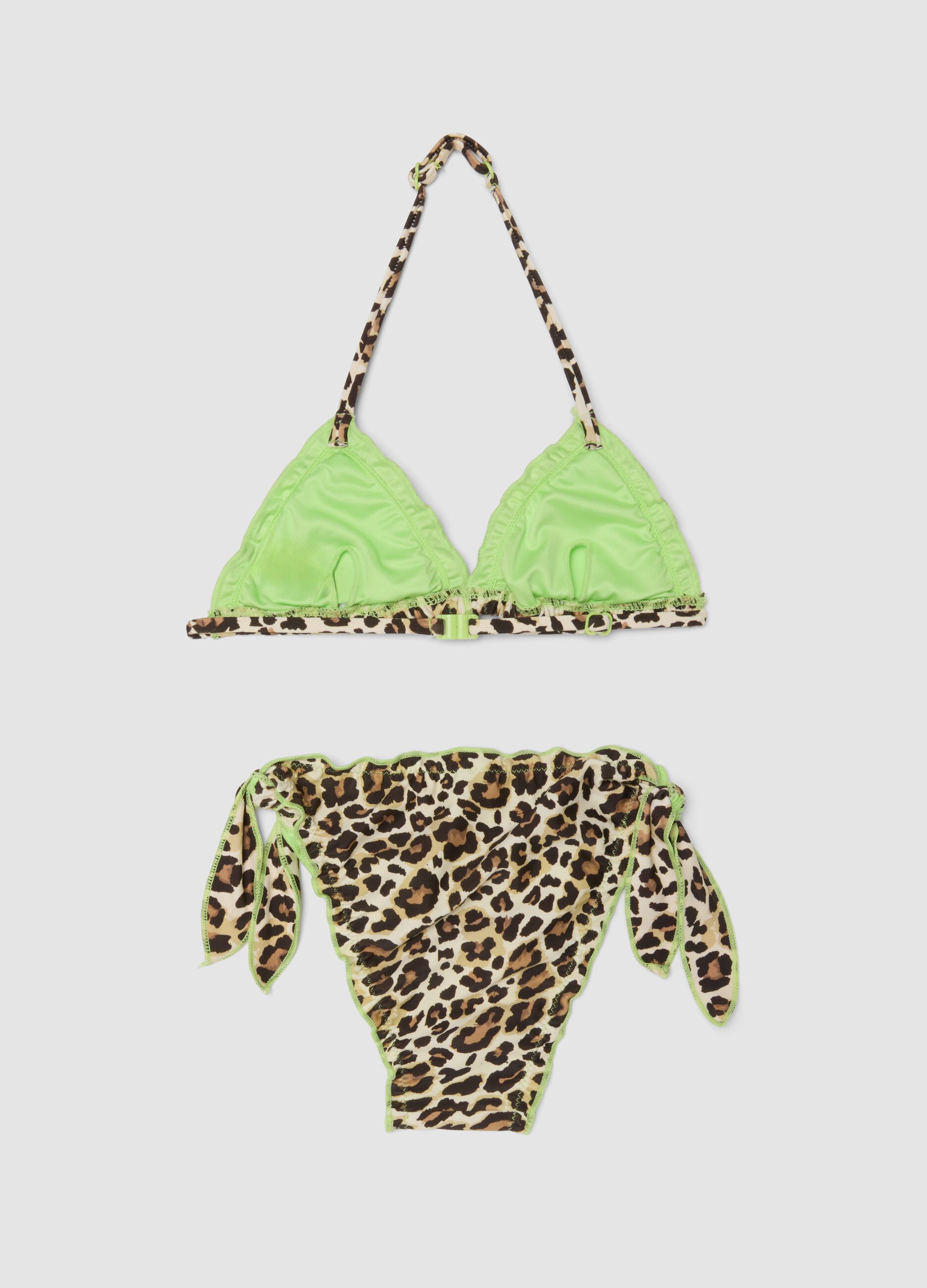 Brown triangle bikini in stretch fabric