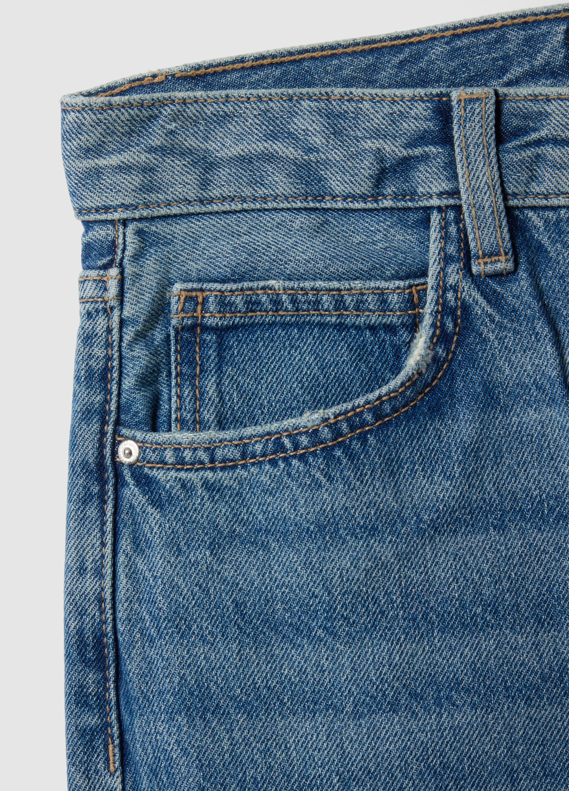Regular Fit Blue Denim Jeans in Pure Cotton