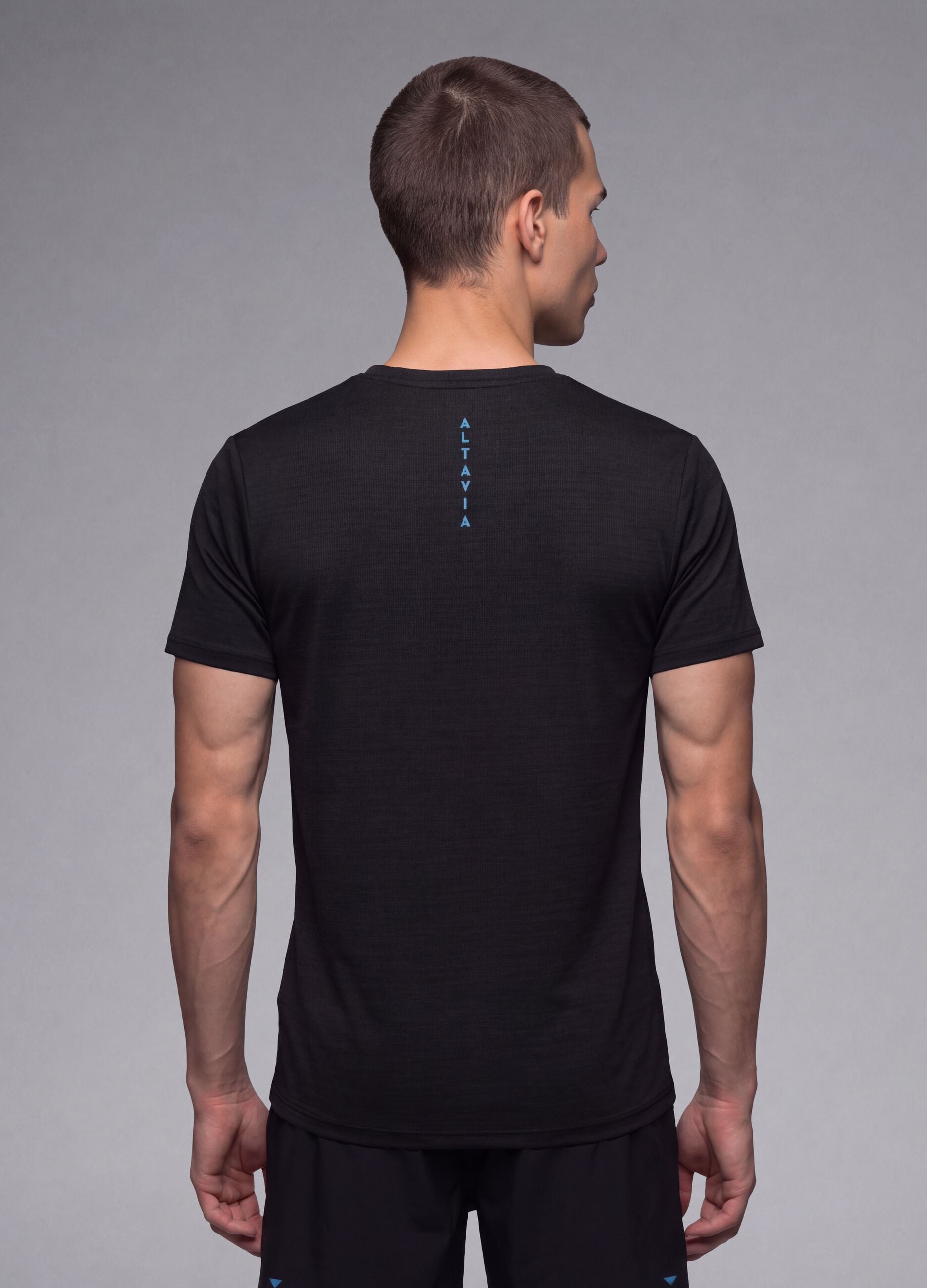 Black breathable crew-neck slim-fit T-shirt ALTAVIA RUNNING