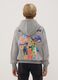 Grey hooded sweatshirt in cotton blend with One Piece print, oversized fit_1