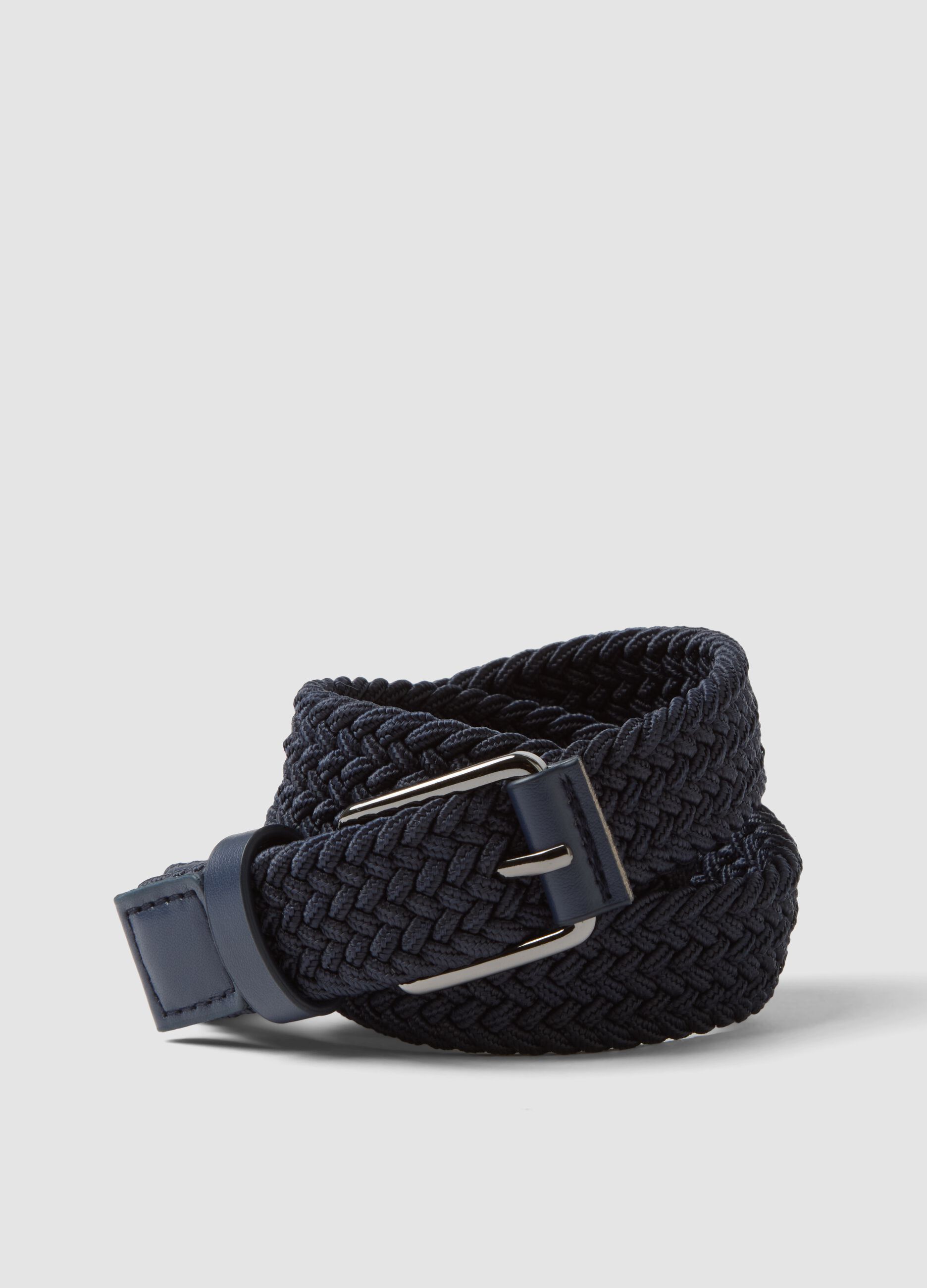 Blue braided belt with buckle