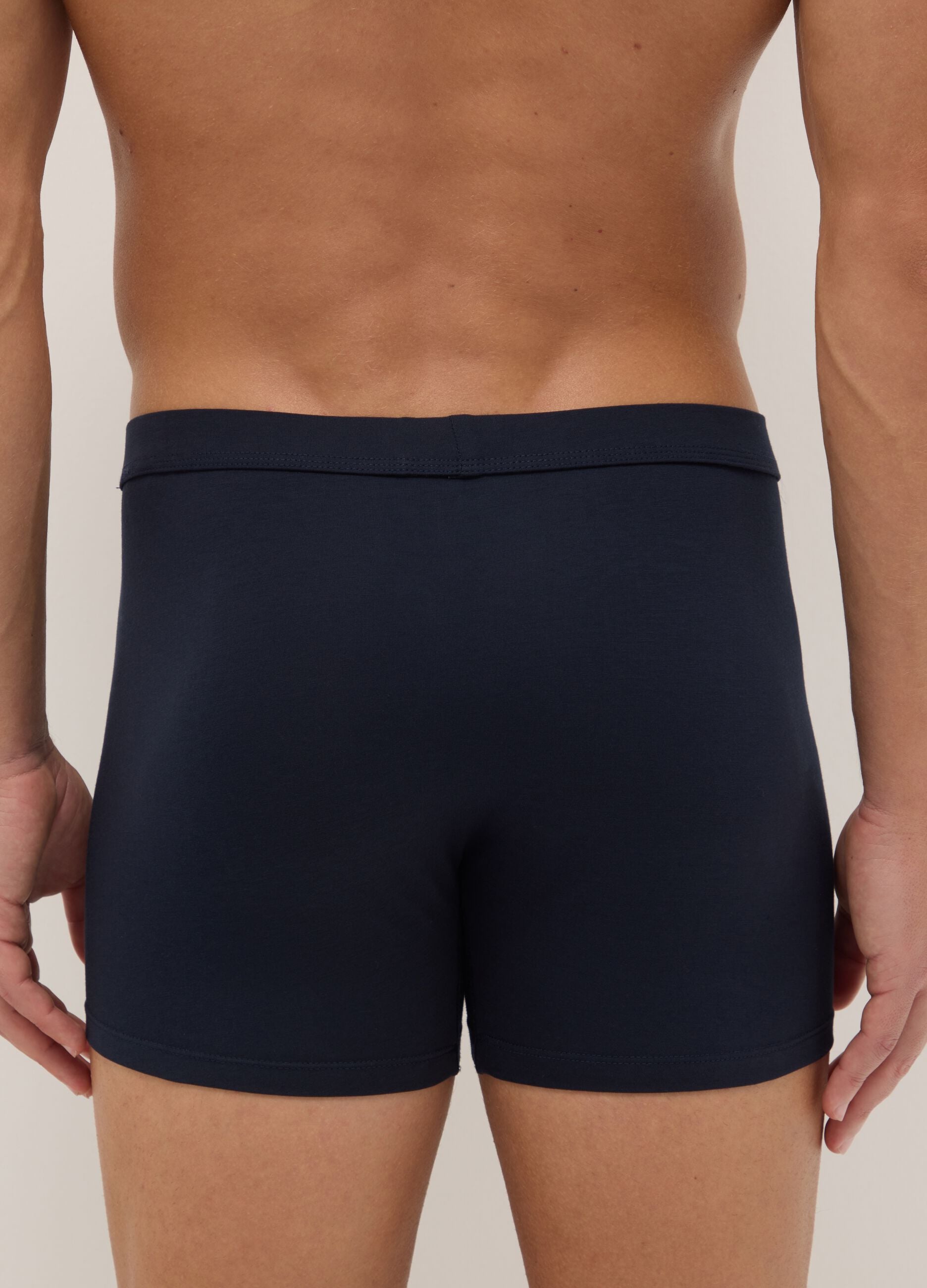 Blue midi boxer briefs 2-pack in stretch Supima cotton, regular fit