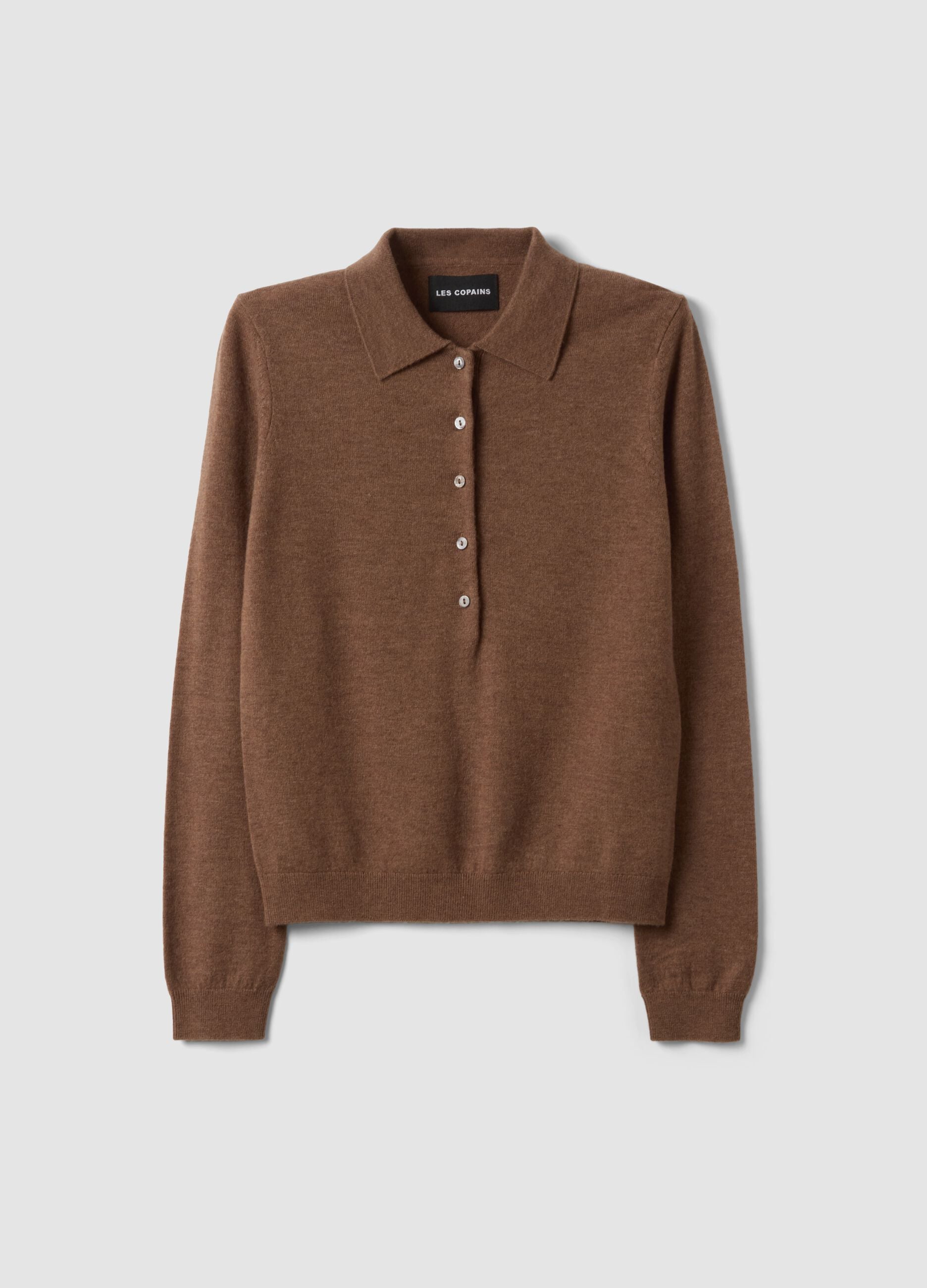 Brown pure wool crew-neck jumper