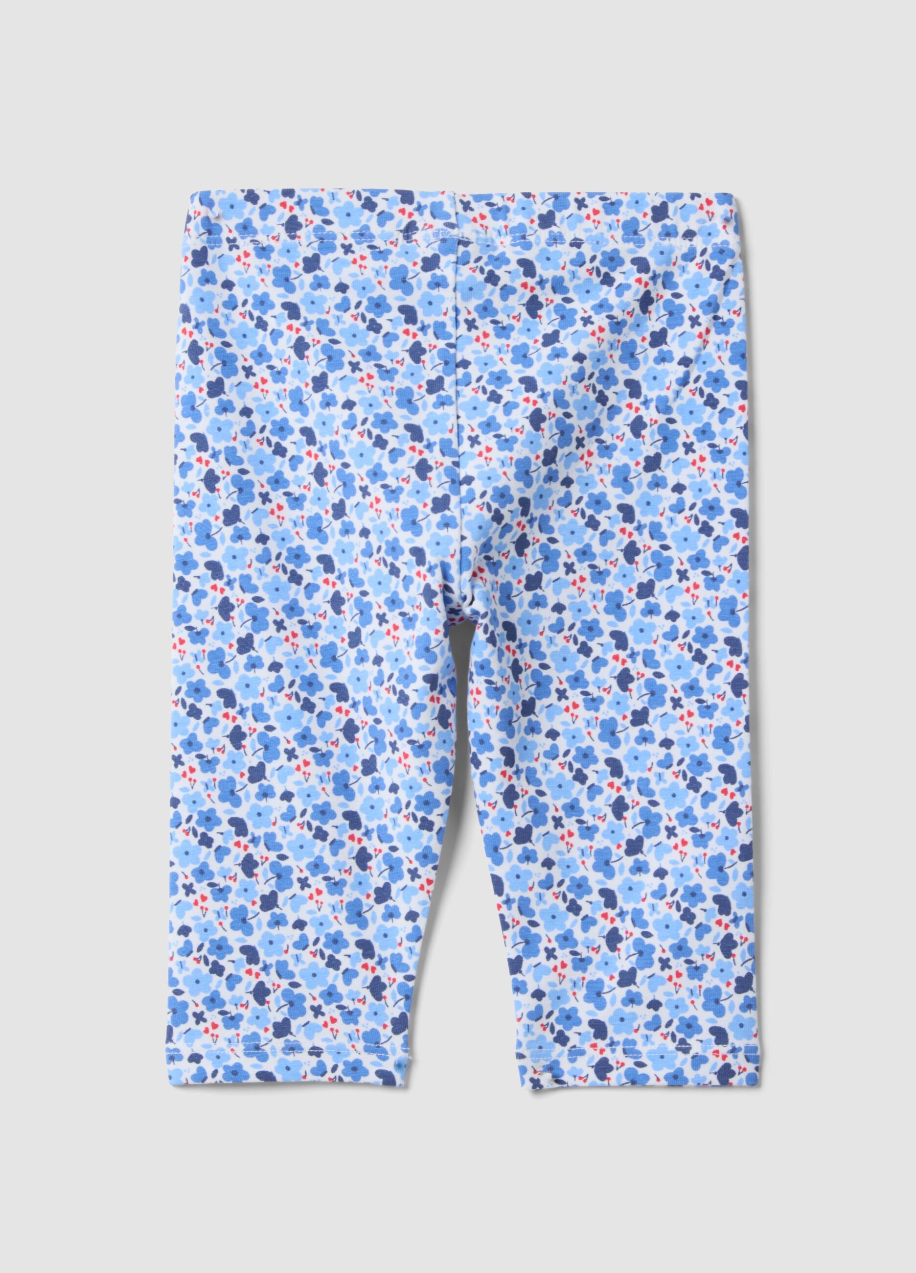 Colourful stretch cotton slim leggings for girls with flowers