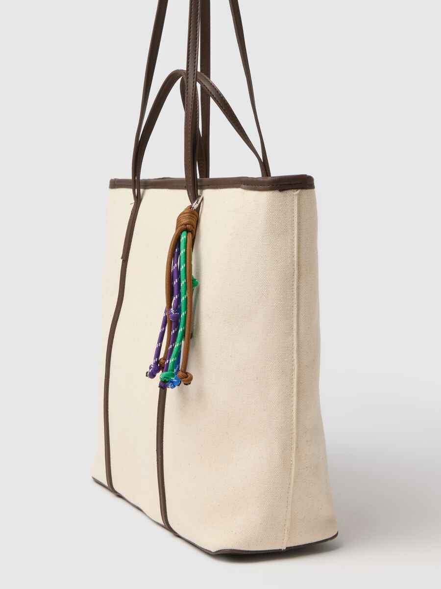 Borsa a spalla in puro cotone beige con manici robusti_2