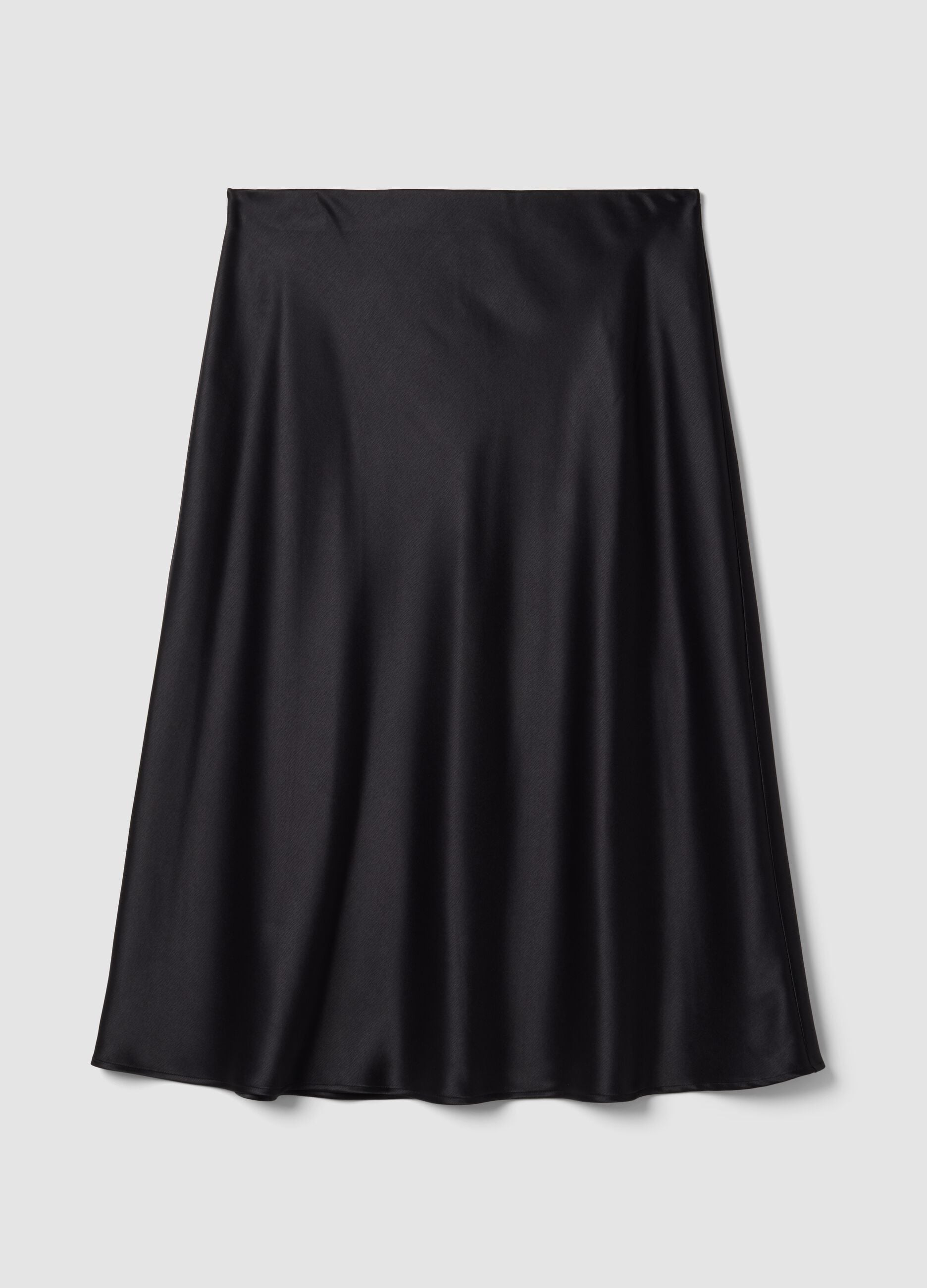 Black satin midi skirt in stretch fabric