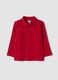 Red long-sleeve polo shirt in pure organic cotton for baby boy_0
