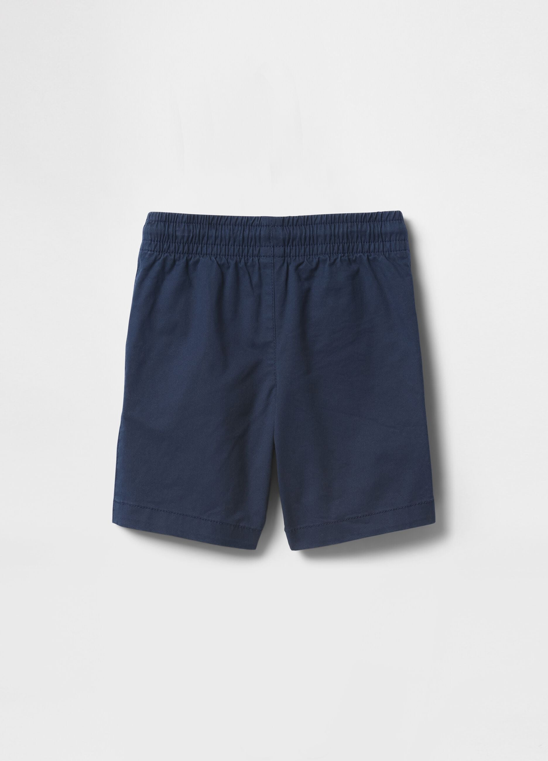 Stretch cotton Bermuda shorts with drawstring