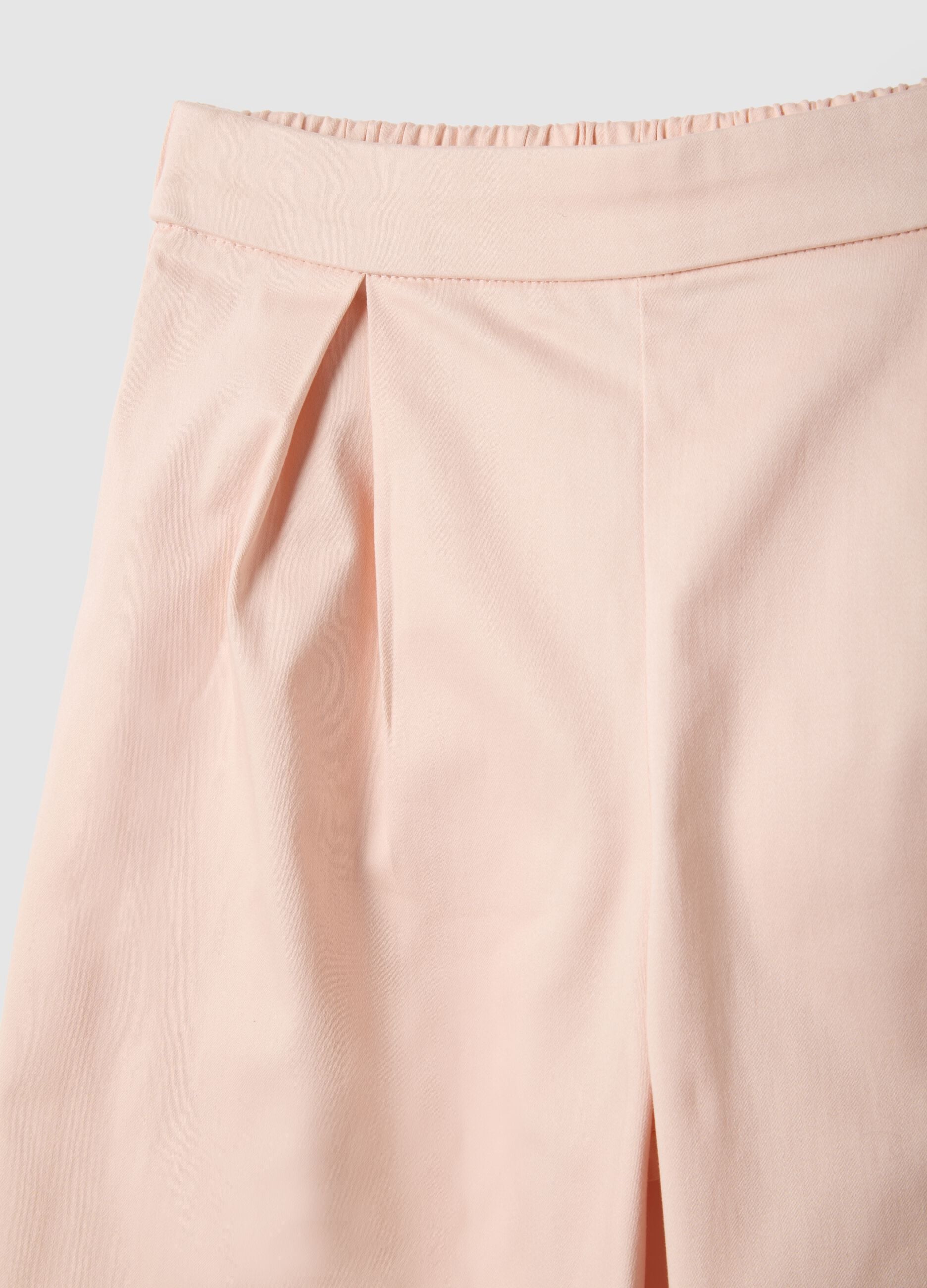 Girls' pink stretch cotton culotte trousers regular fit