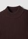 Brown ribbed viscose-blend top with high neck_5