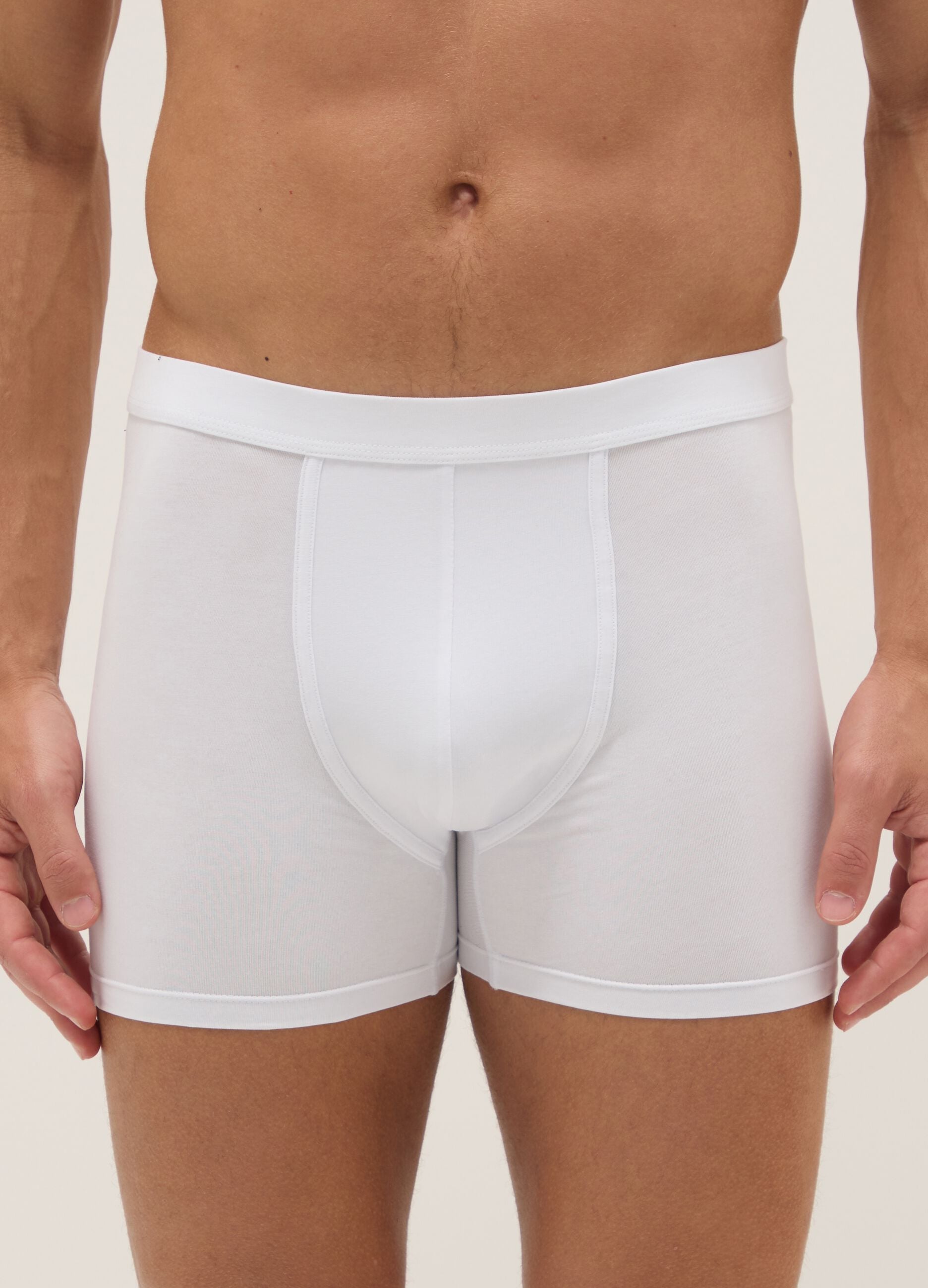 2-pack white midi boxer briefs in stretch Supima cotton, regular fit