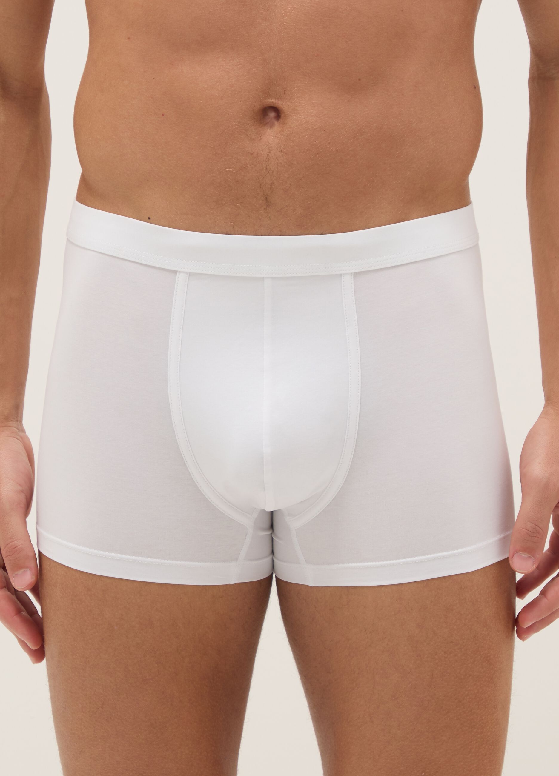 Two-pack of white stretch cotton boxer shorts with regular fit