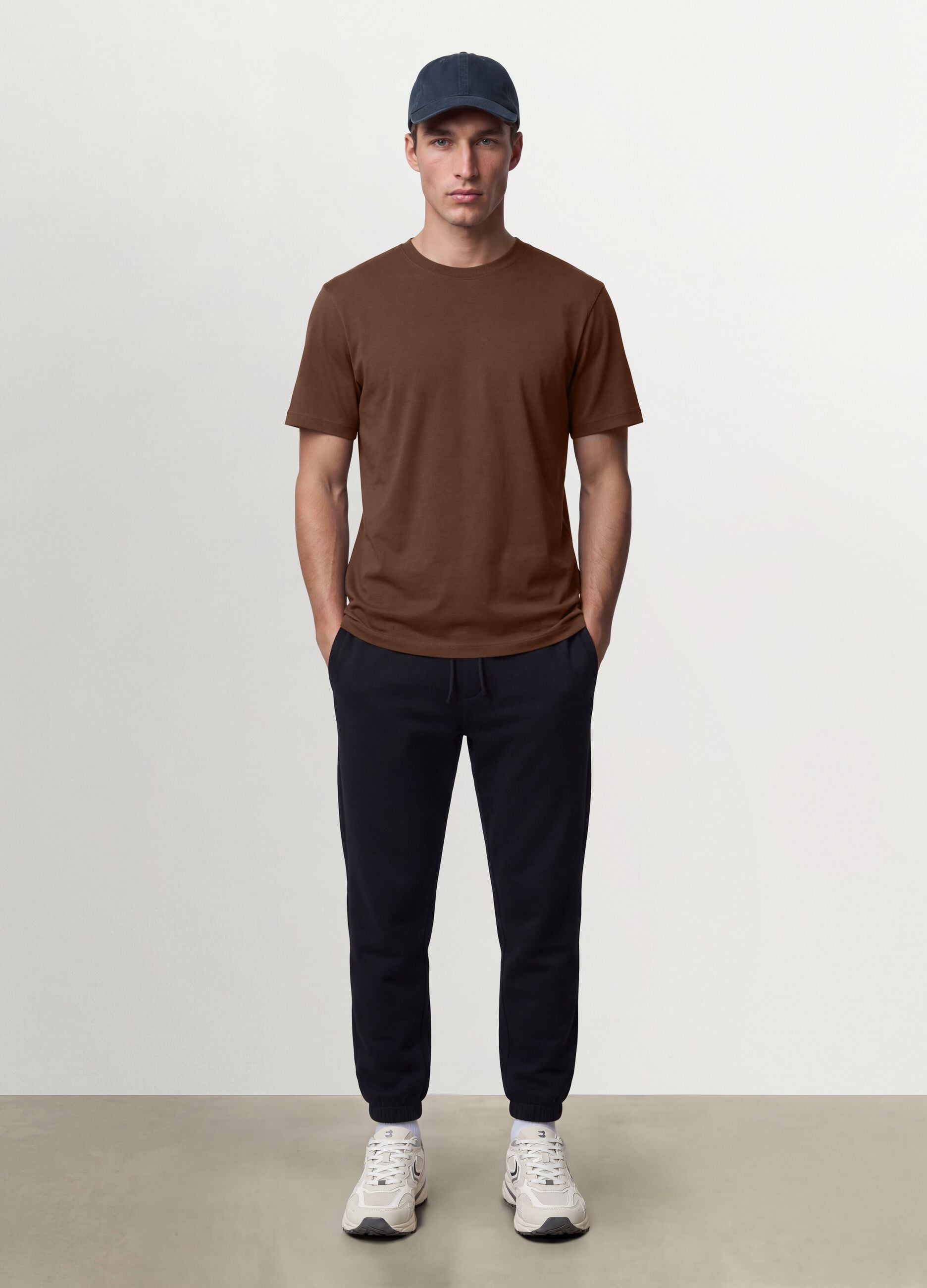 Brown regular-fit organic cotton jersey T-shirt