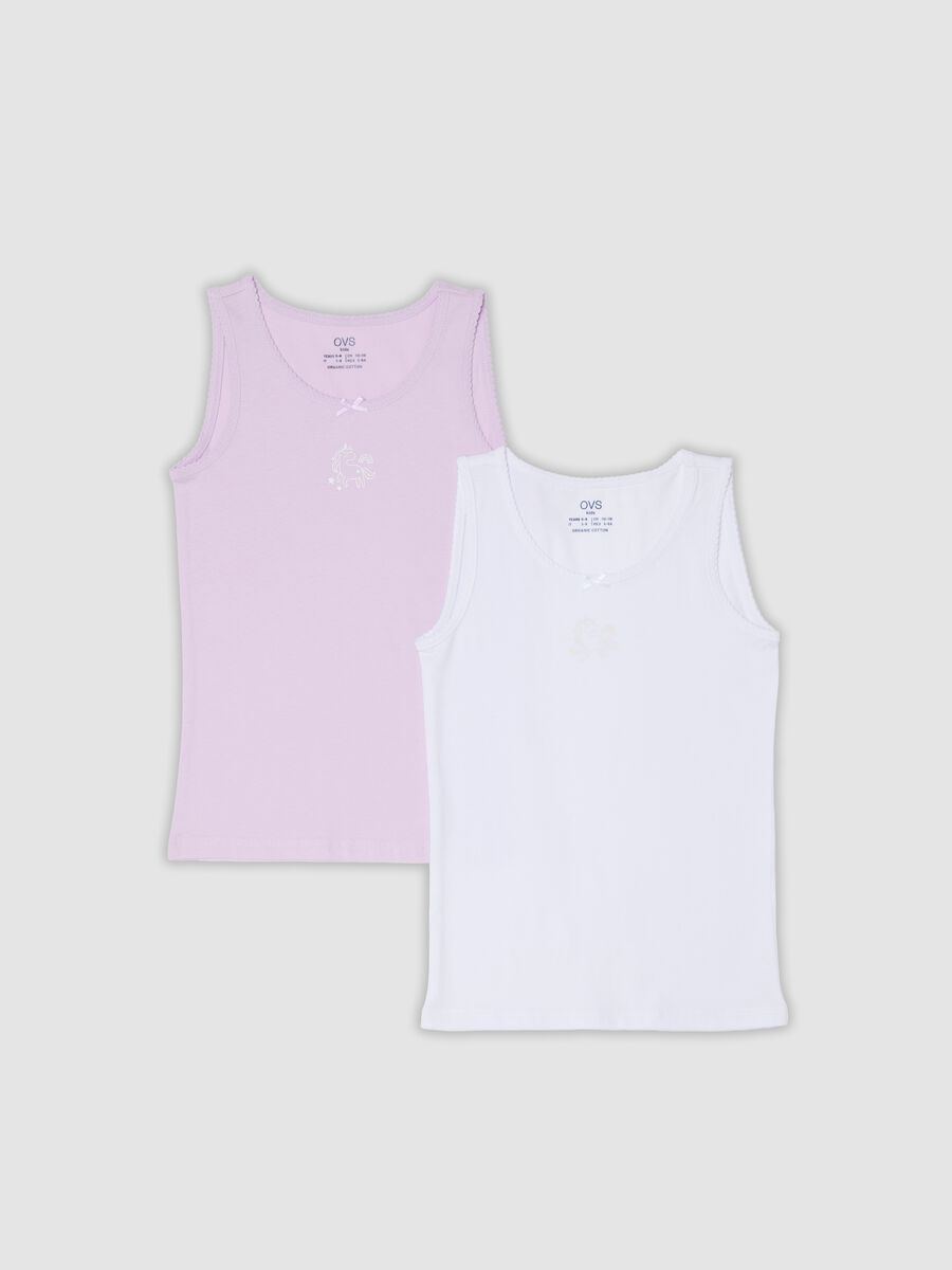 2-pack of multicolour girls&rsquo; organic cotton crew-neck vests_0