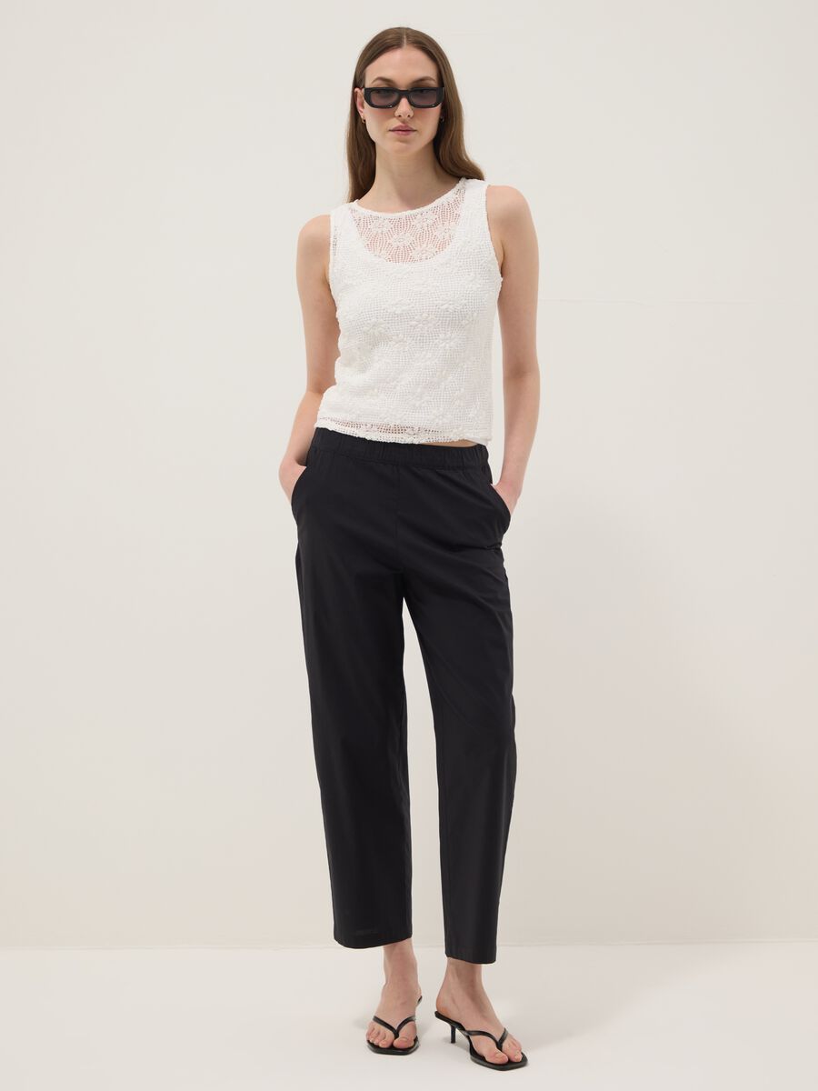 White stretch crochet-knit tank top_2