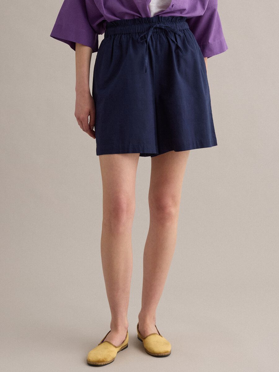 Shorts in puro cotone blu regular fit_1