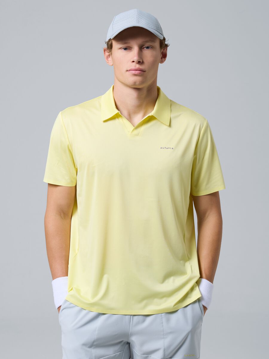 Yellow ALTAVIA COURT stretch performance polo_1