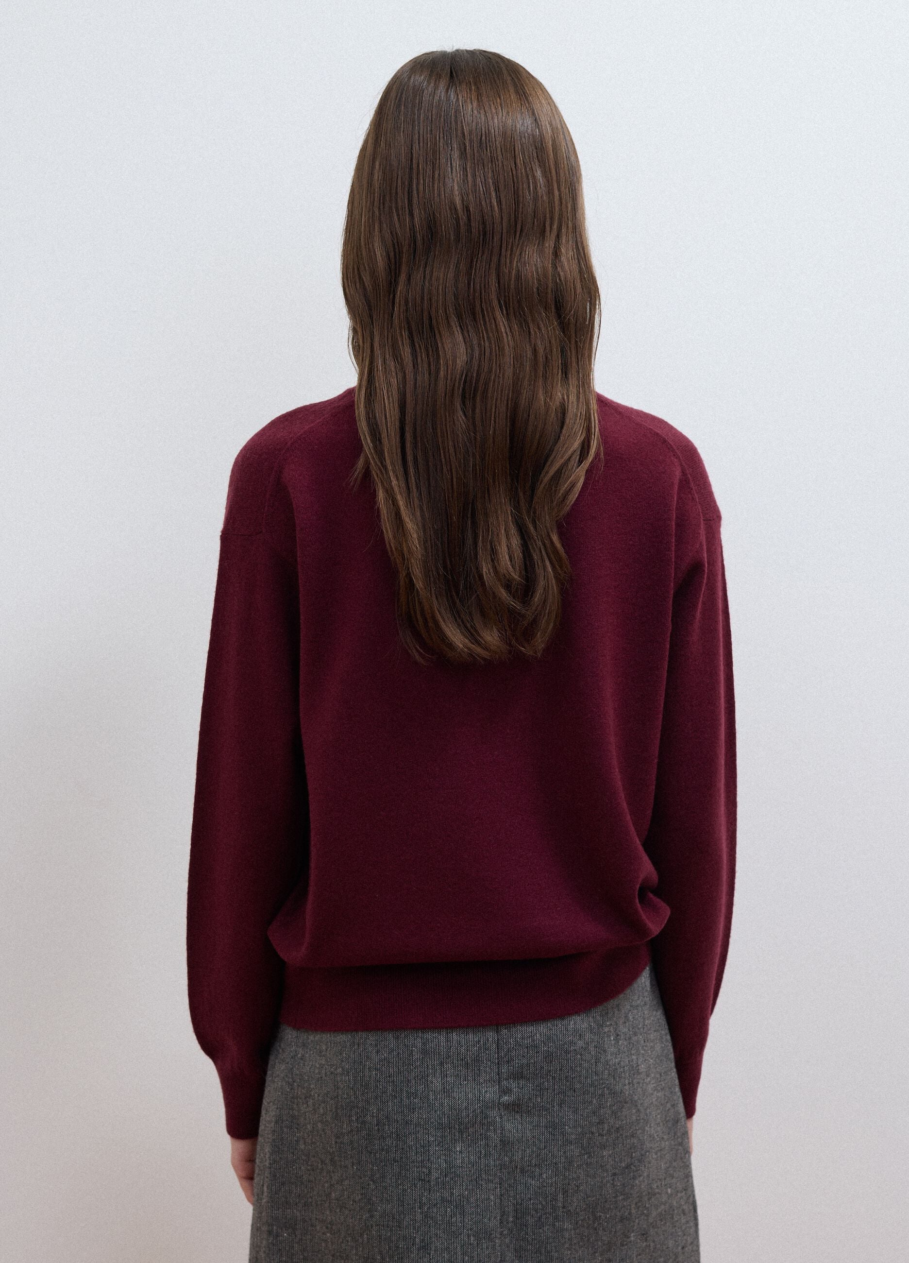 Purple pure wool crew-neck jumper in an oversized fit