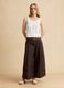 Brown stretch cotton culotte trousers_0