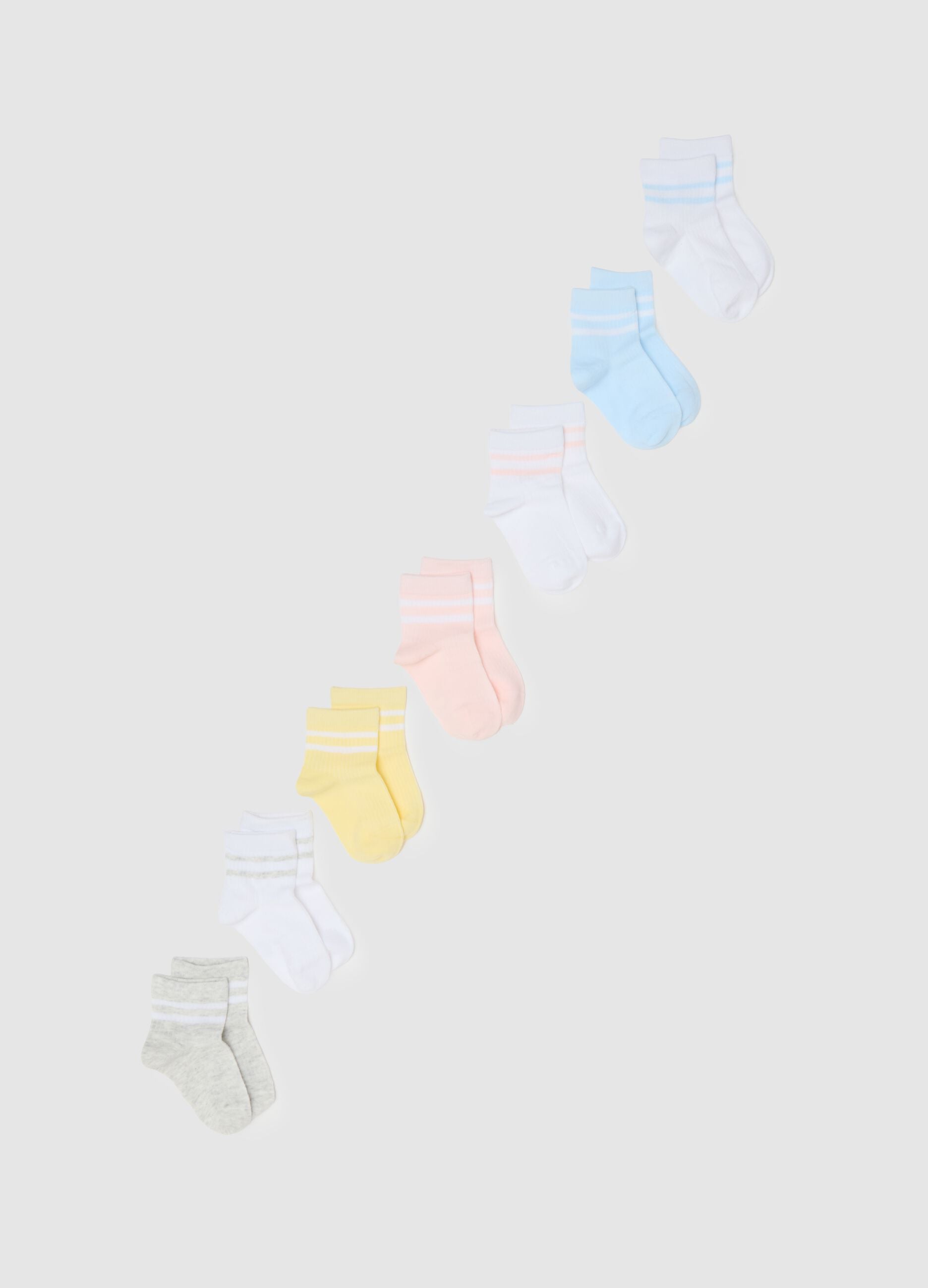 Multipack of short, stretch cotton socks in multicolour for girls