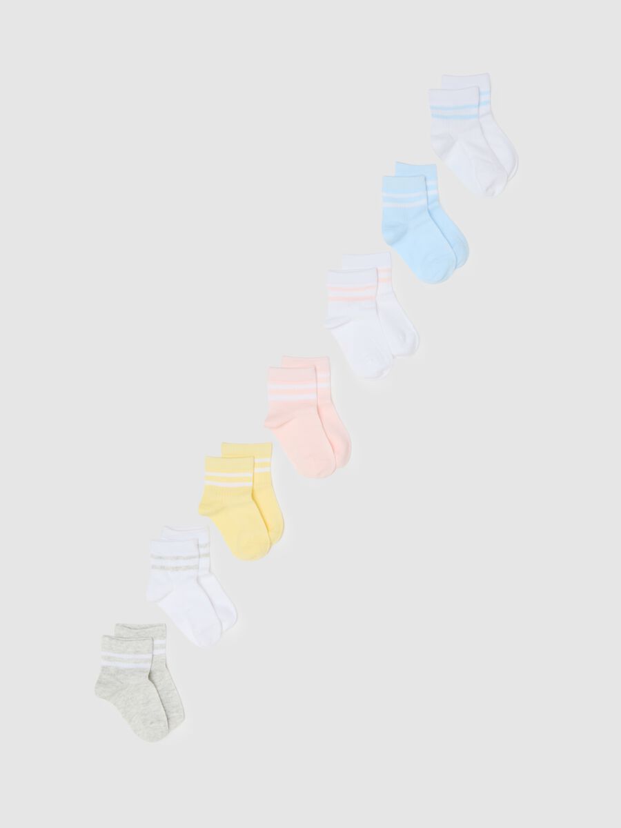 Multipack of short, stretch cotton socks in multicolour for girls_0