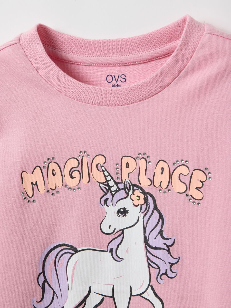 Girl's pink pure cotton top regular fit with print_2