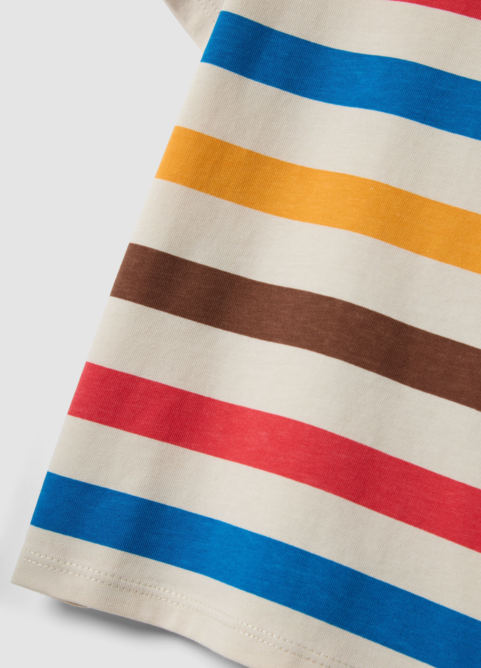 Beige striped organic cotton T-shirt