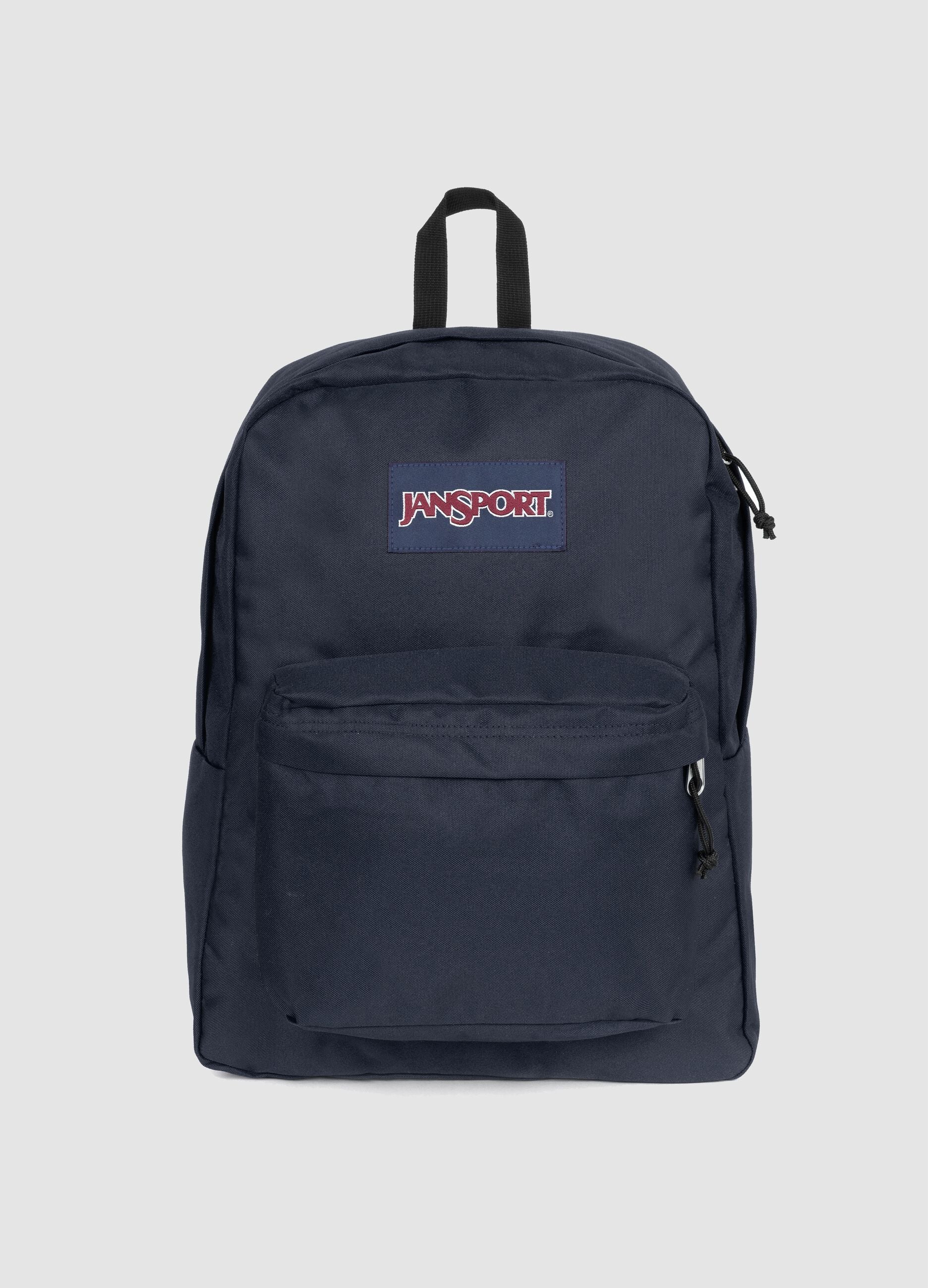 Blue backpack with front pocket