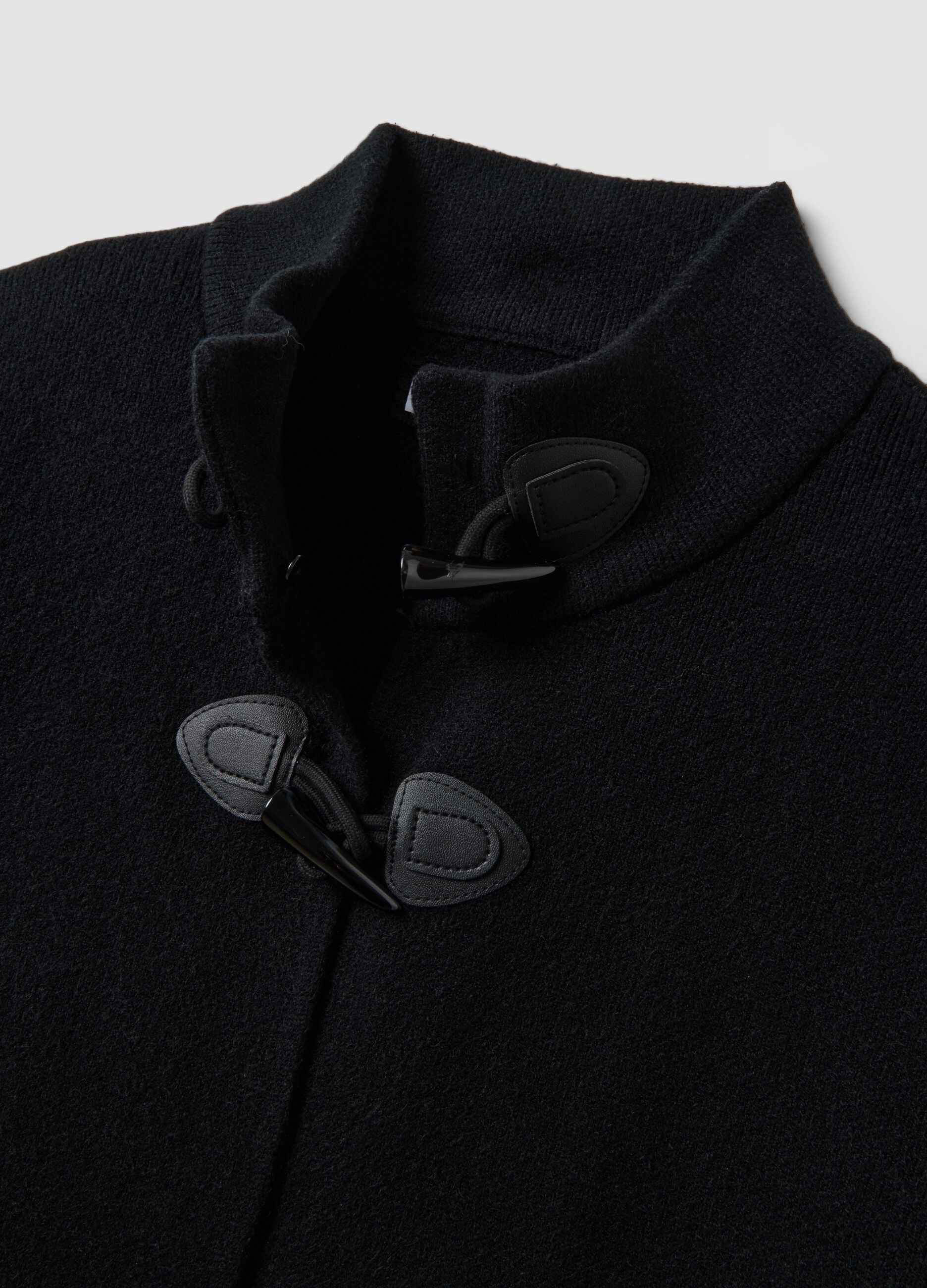 Cardigan nero in misto viscosa con alamari regular fit