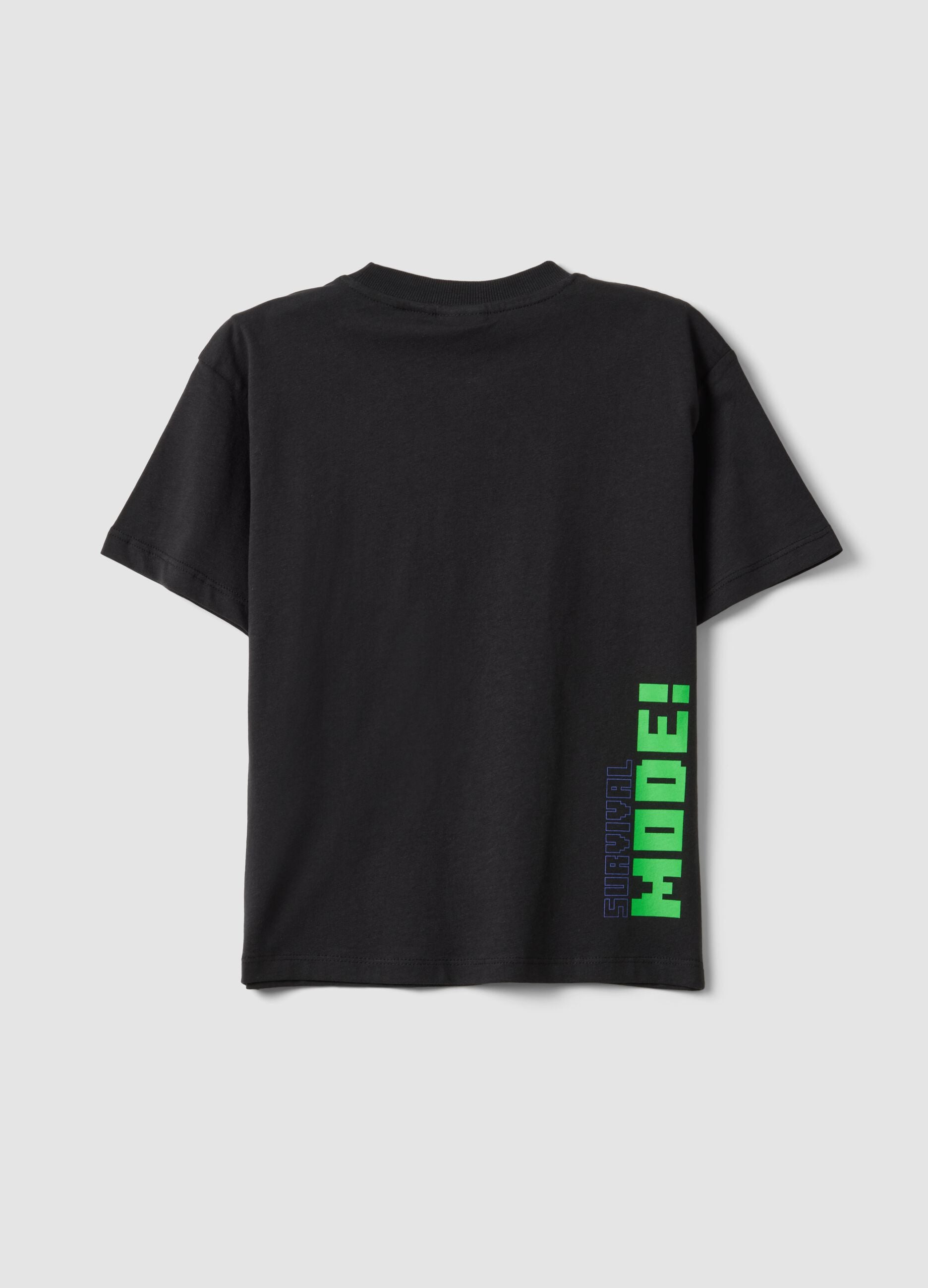 Kids&rsquo; black pure cotton Minecraft oversized-fit T-shirt