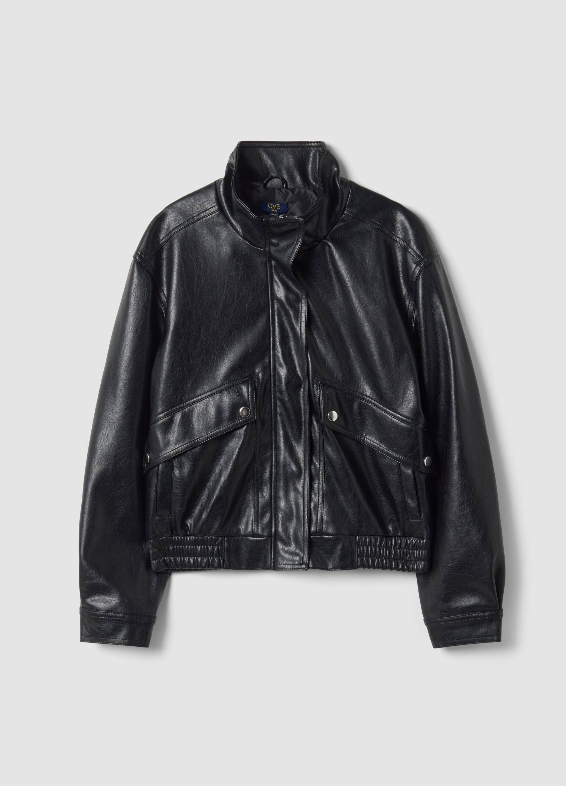 Black regular-fit jacket with zip and high collar