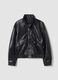 Black regular-fit jacket with zip and high collar_0