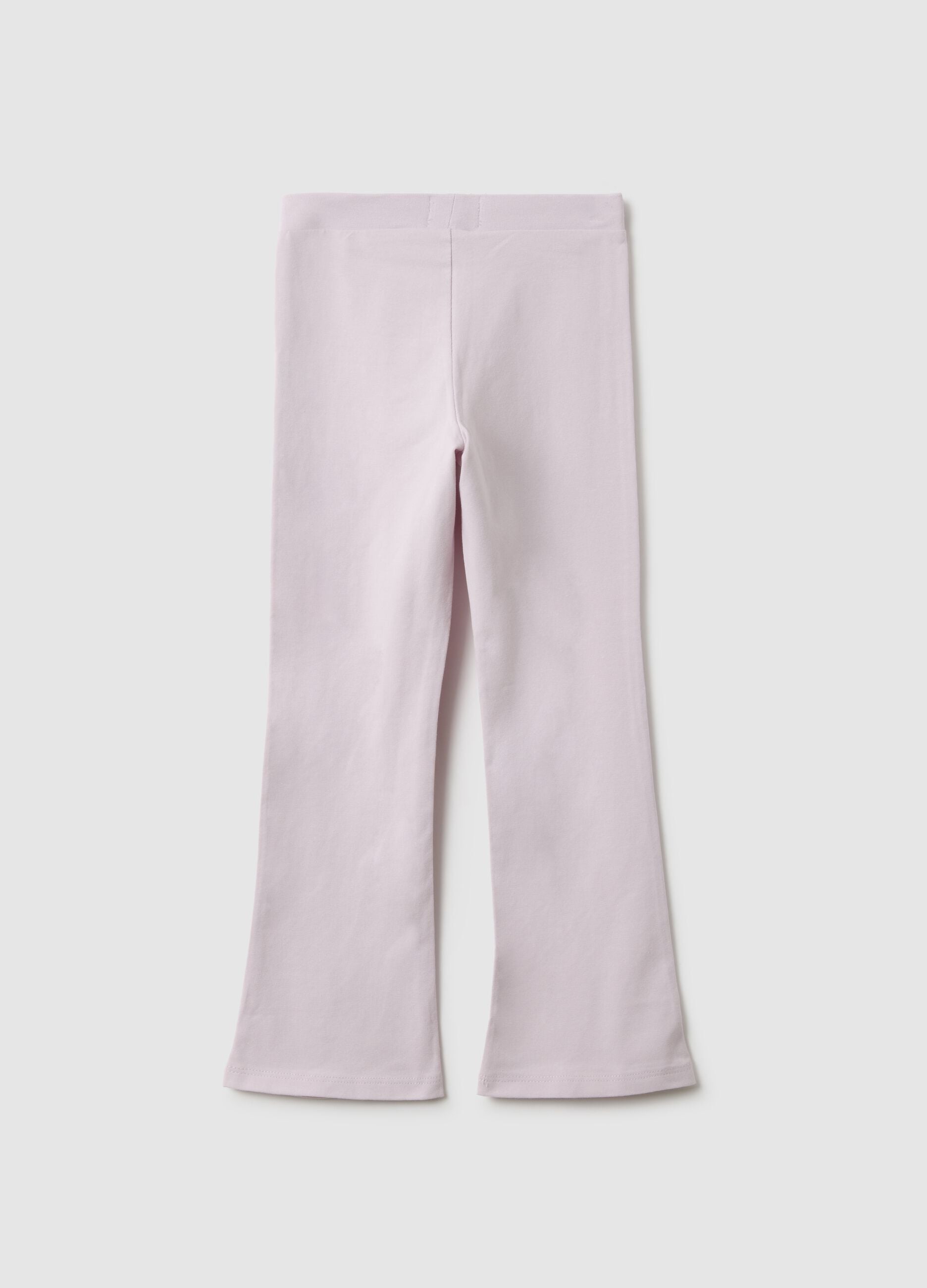 Pink stretchy cotton regular fit leggings for girls