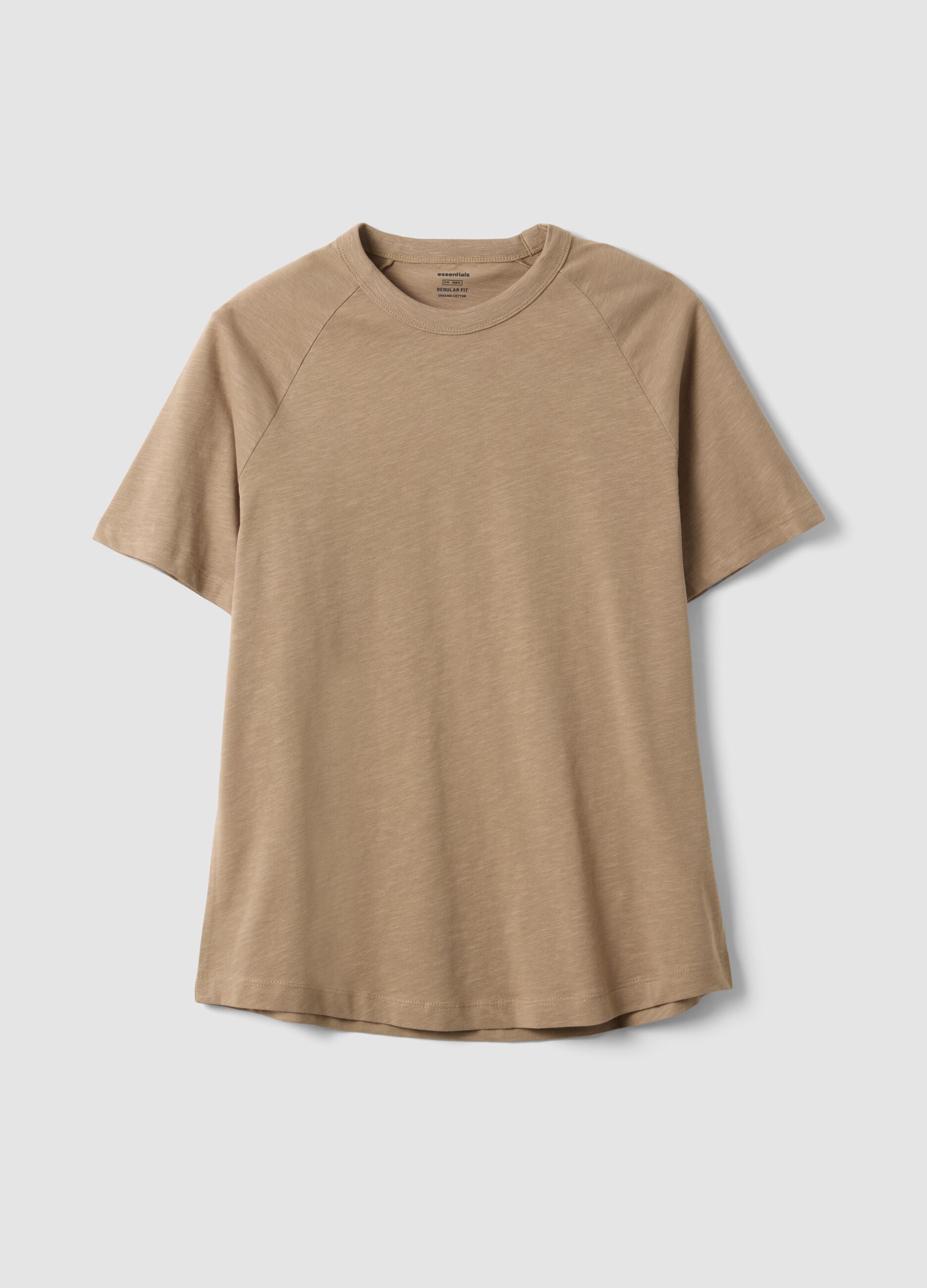 Beige pure cotton regular fit T-shirt
