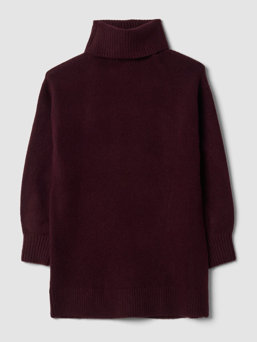 Purple stretch wool roll-neck dress_0